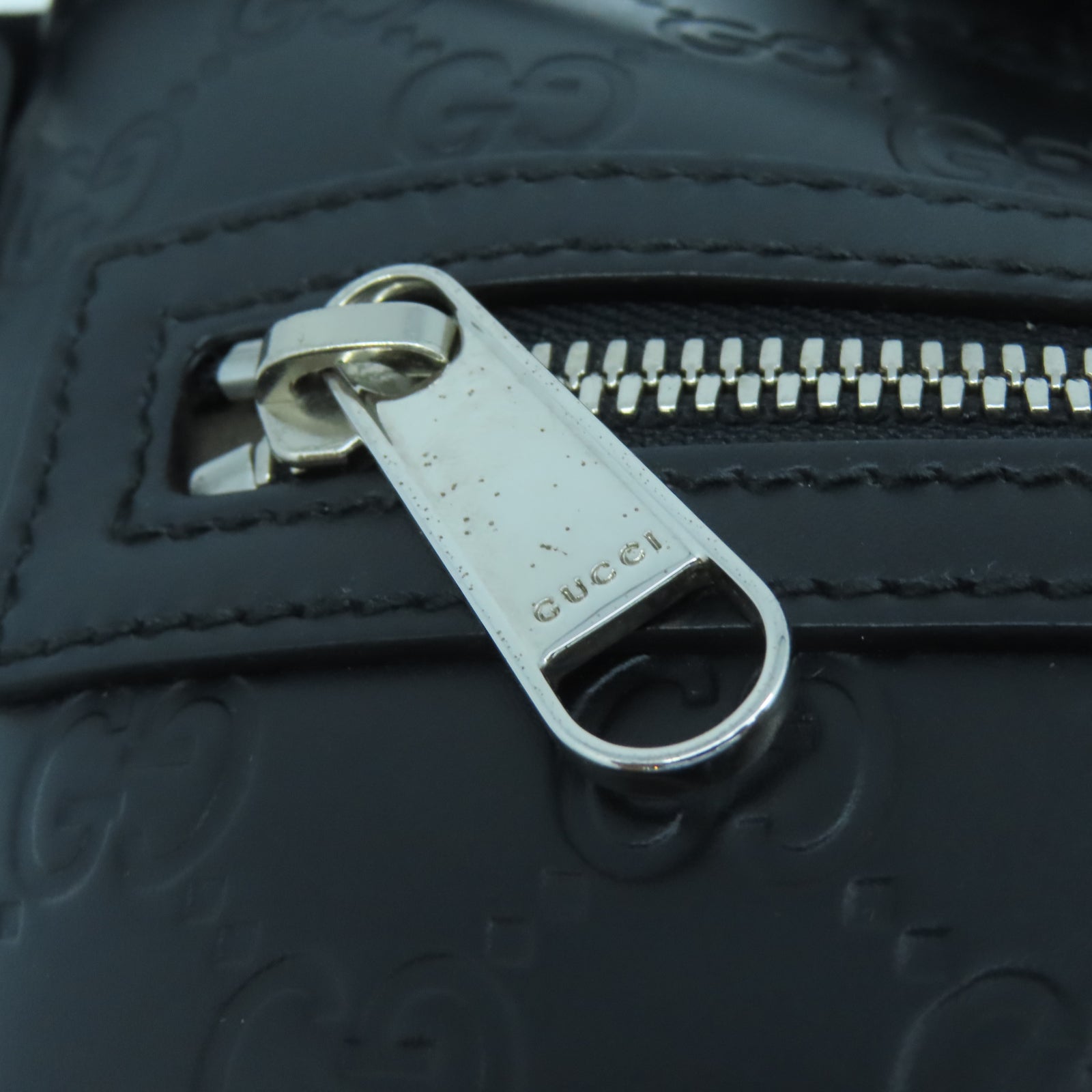GUCCI 牛皮皮革Shoulder Bag銀扣肩背袋黑色