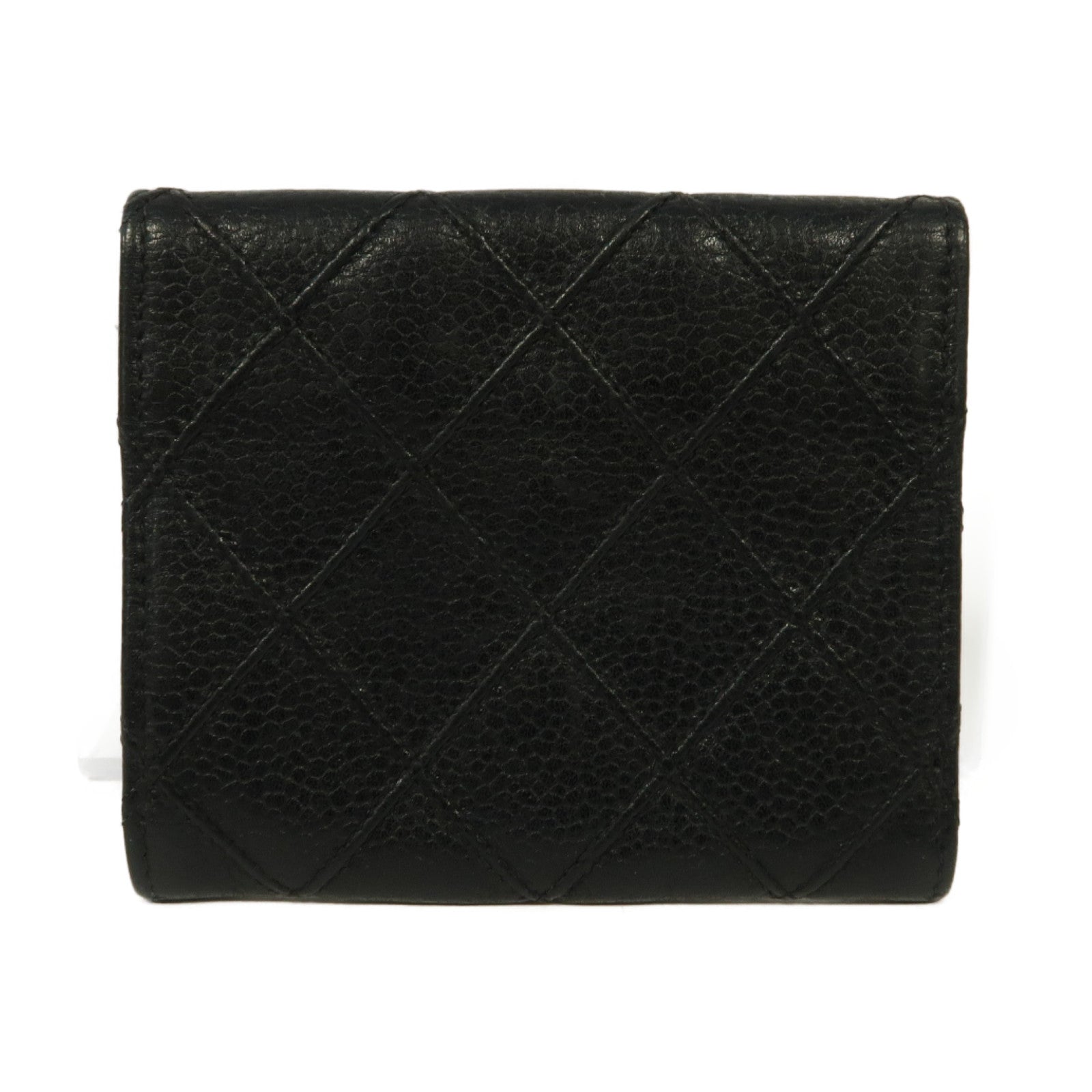 CHANEL 菱格Caviar皮革Coin Purse金扣零錢包黑色