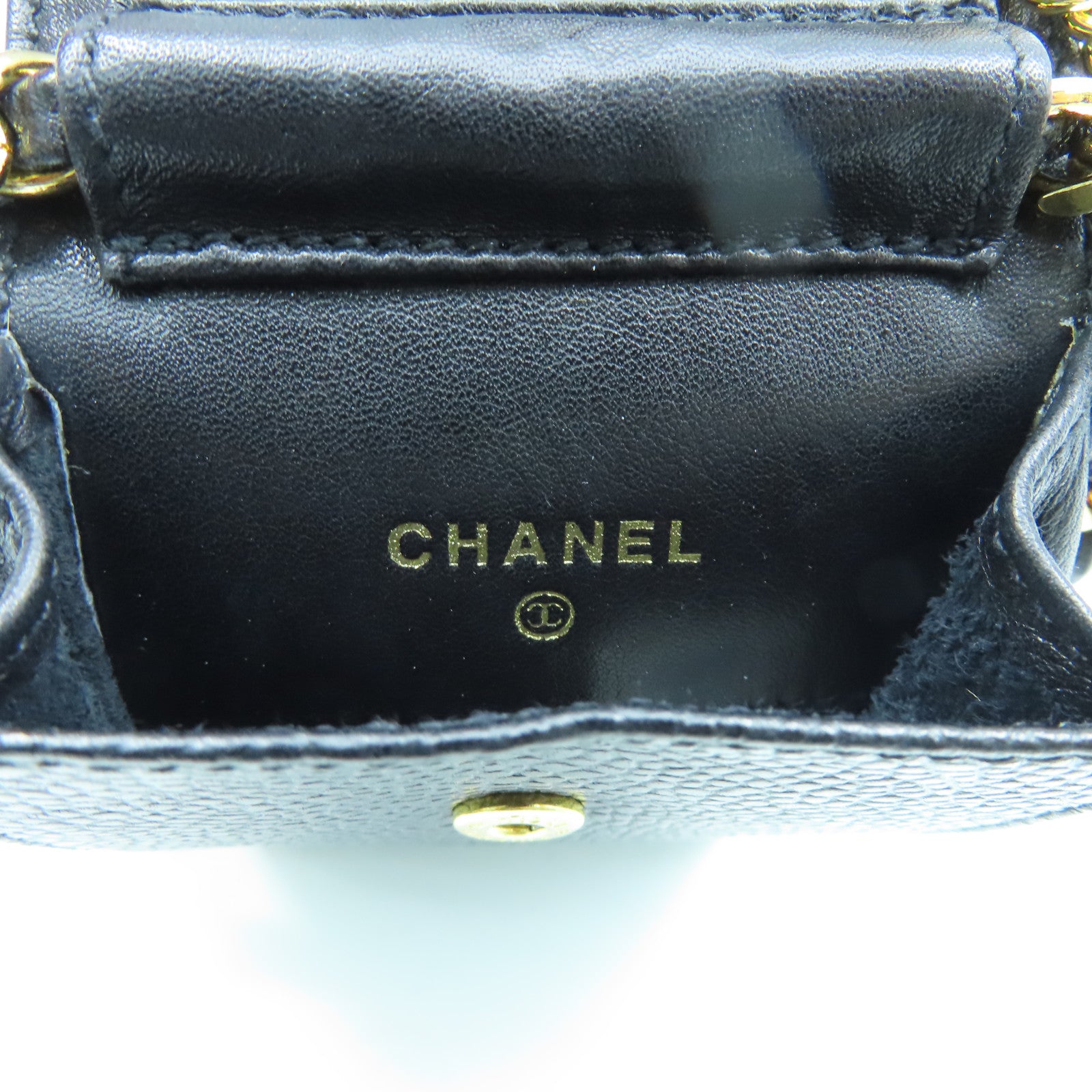 CHANEL 牛皮皮革Chain Bag金扣鏈帶肩背袋黑色