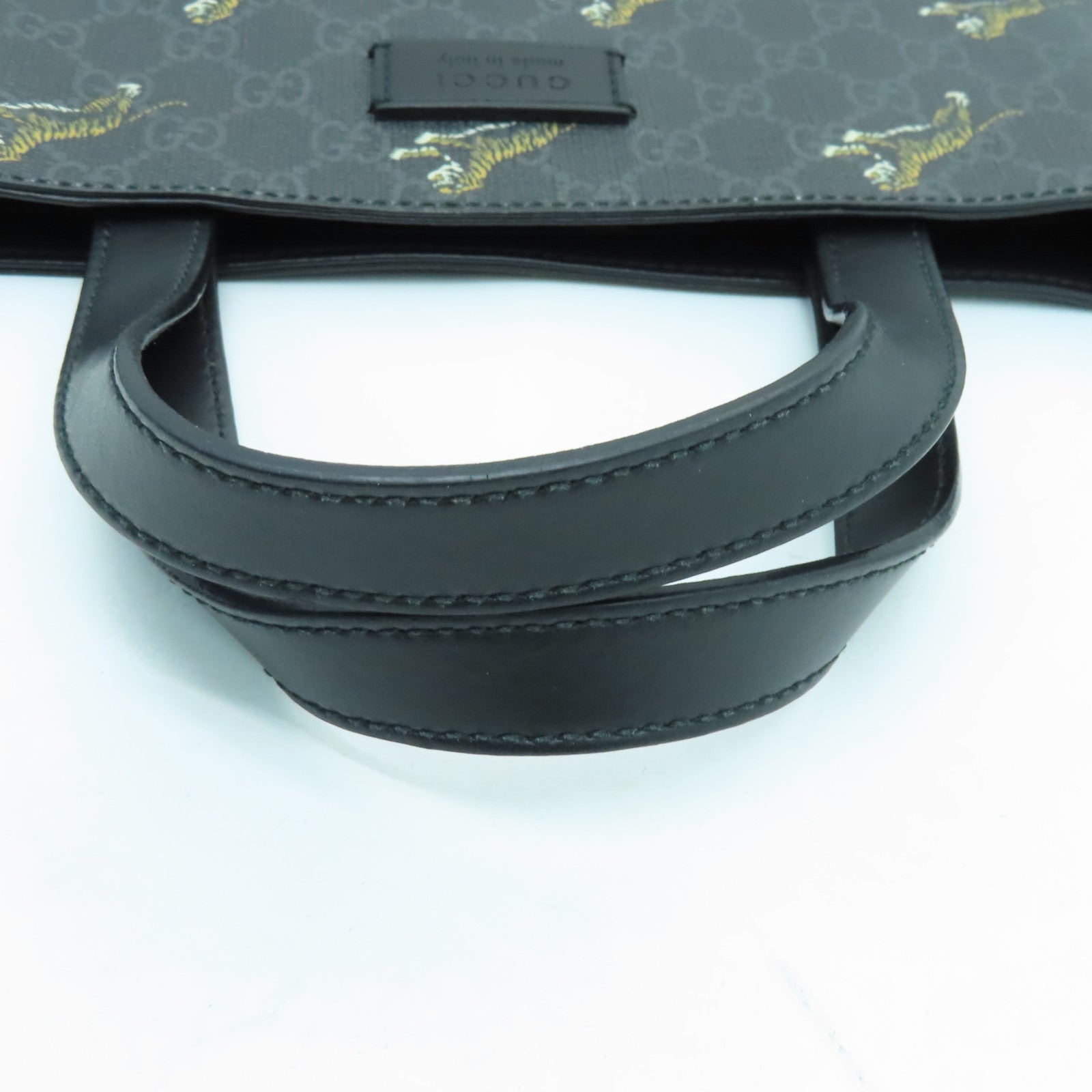 GUCCI 塗層帆布SS Supeme Tote Bag銀扣手挽袋黑色