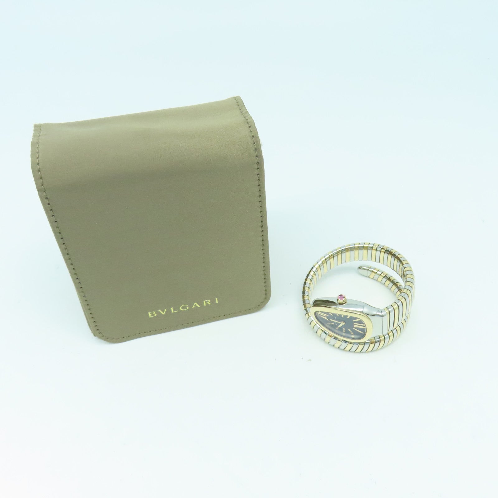 BVLGARI Serpenti Tubogas Watch18K玫瑰金手錶石英機芯黑色