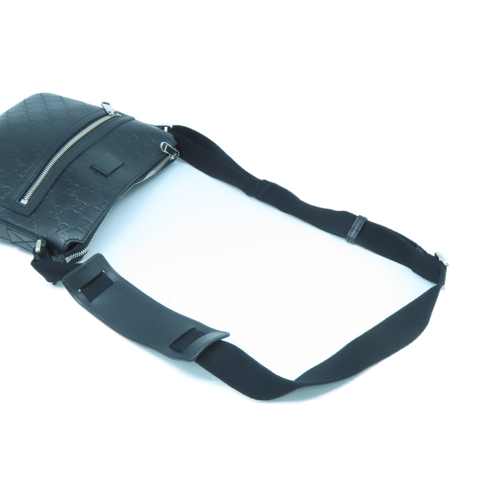 GUCCI 牛皮皮革Shoulder Bag銀扣肩背袋黑色