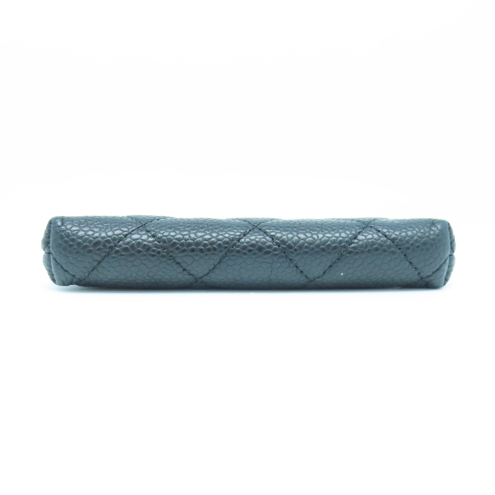 CHANEL Rhombus Caviar Leather Coin Case Gold Buckle Coin Purse Black