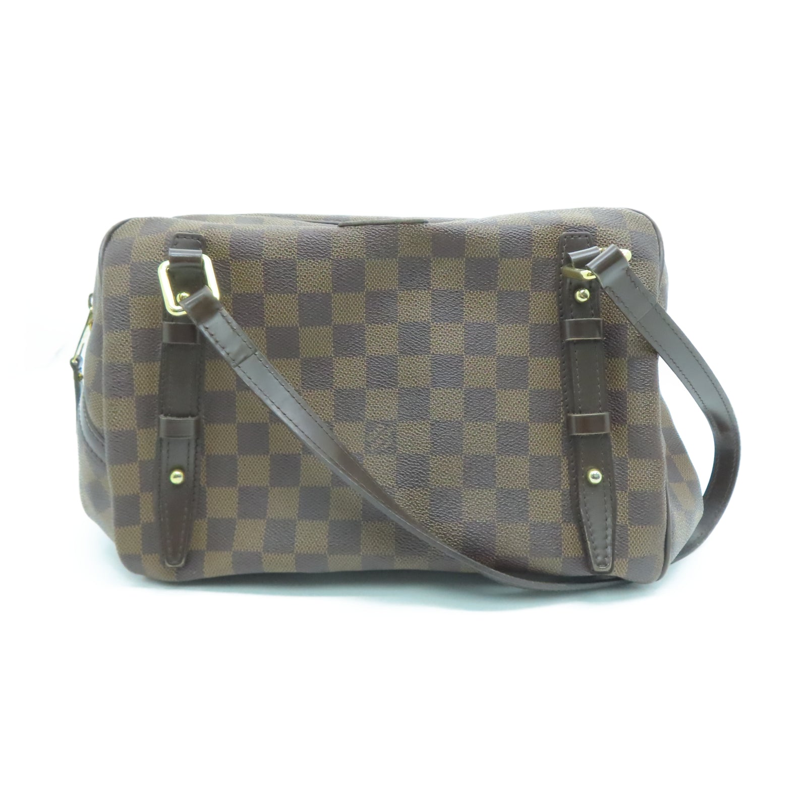 LOUIS VUITTON 【激减优惠】Damier Ebene Rivington GM金扣肩背袋棕色
