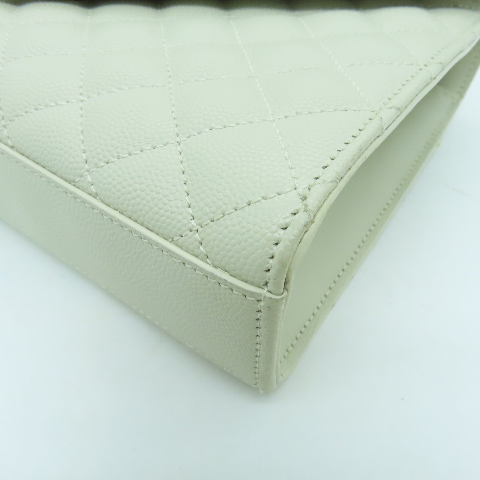 SAINT LAURENT cowhide leather Envelope Chain Bag gold buckle shoulder bag white