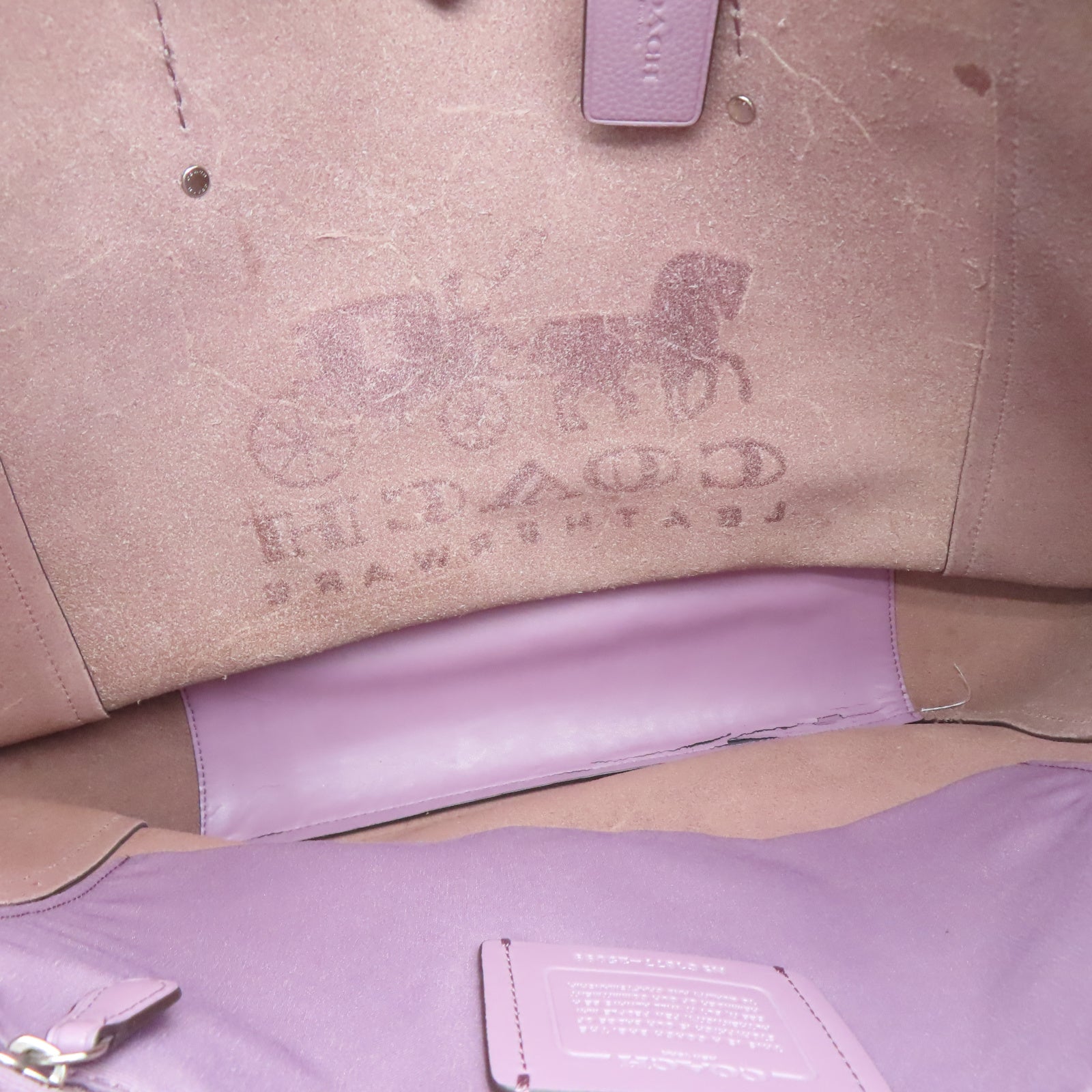 COACH 牛皮皮革Tote Bag銀扣手挽袋紫色