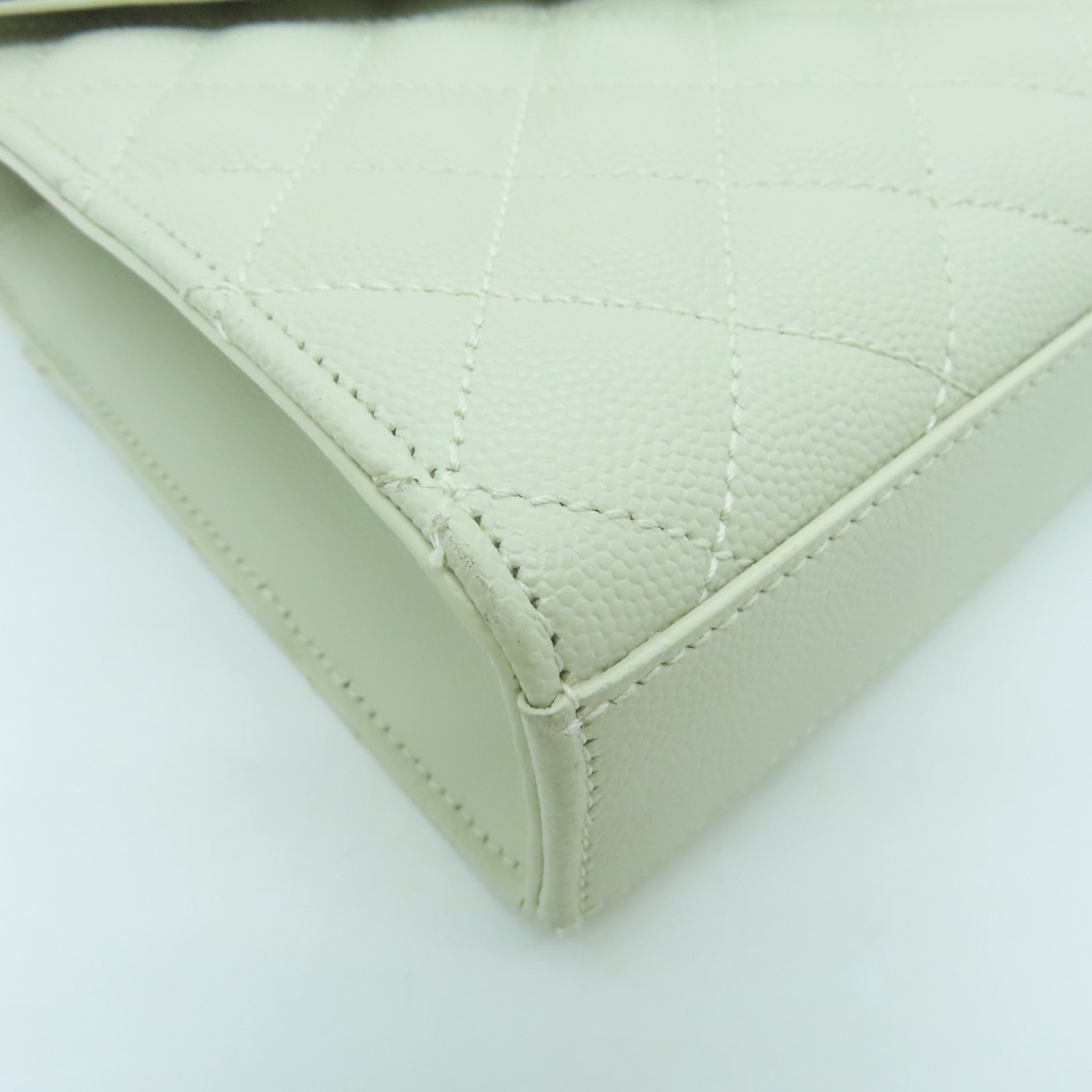 SAINT LAURENT cowhide leather Envelope Chain Bag gold buckle shoulder bag white