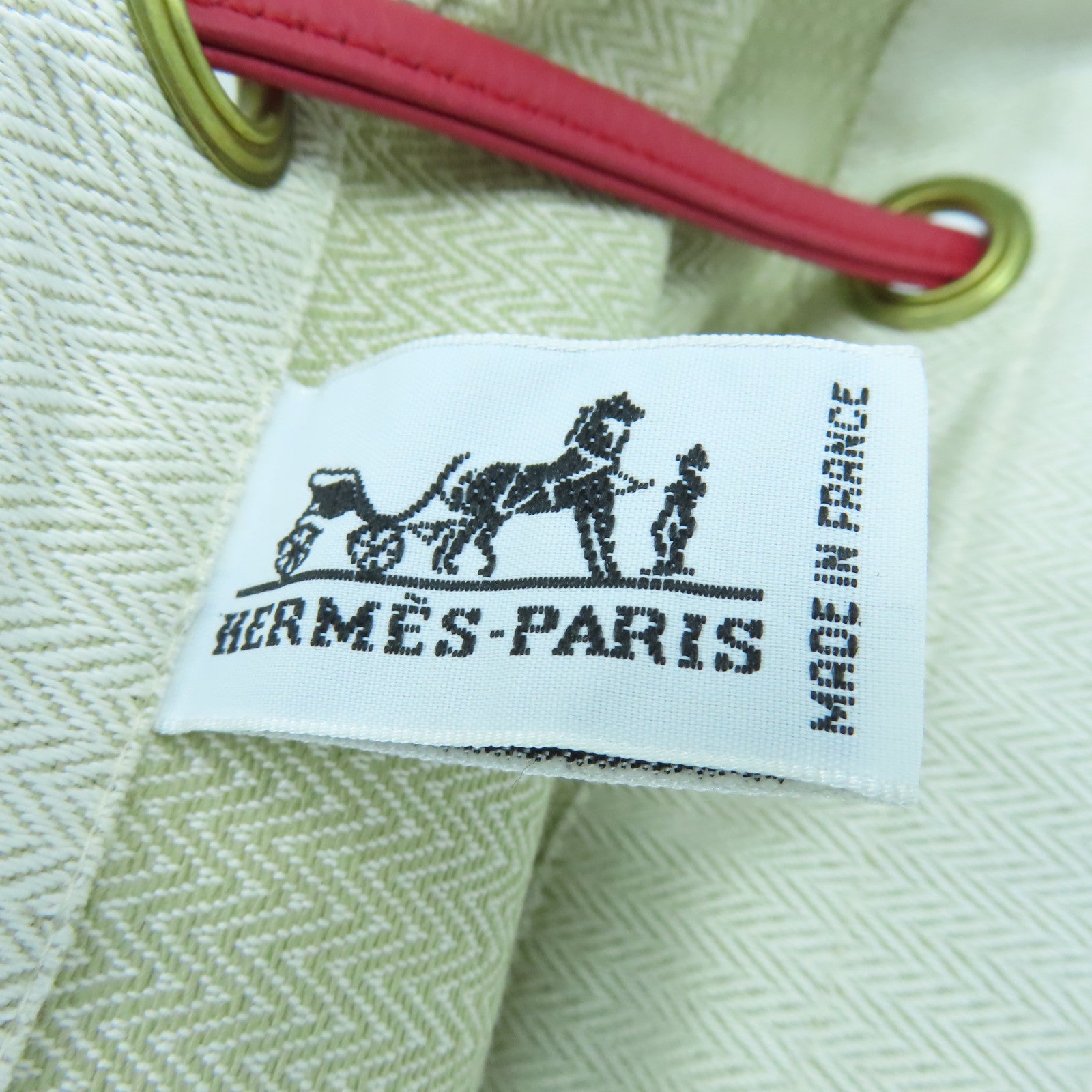 HERMES 帆布Aline金扣肩背袋米色/紅色