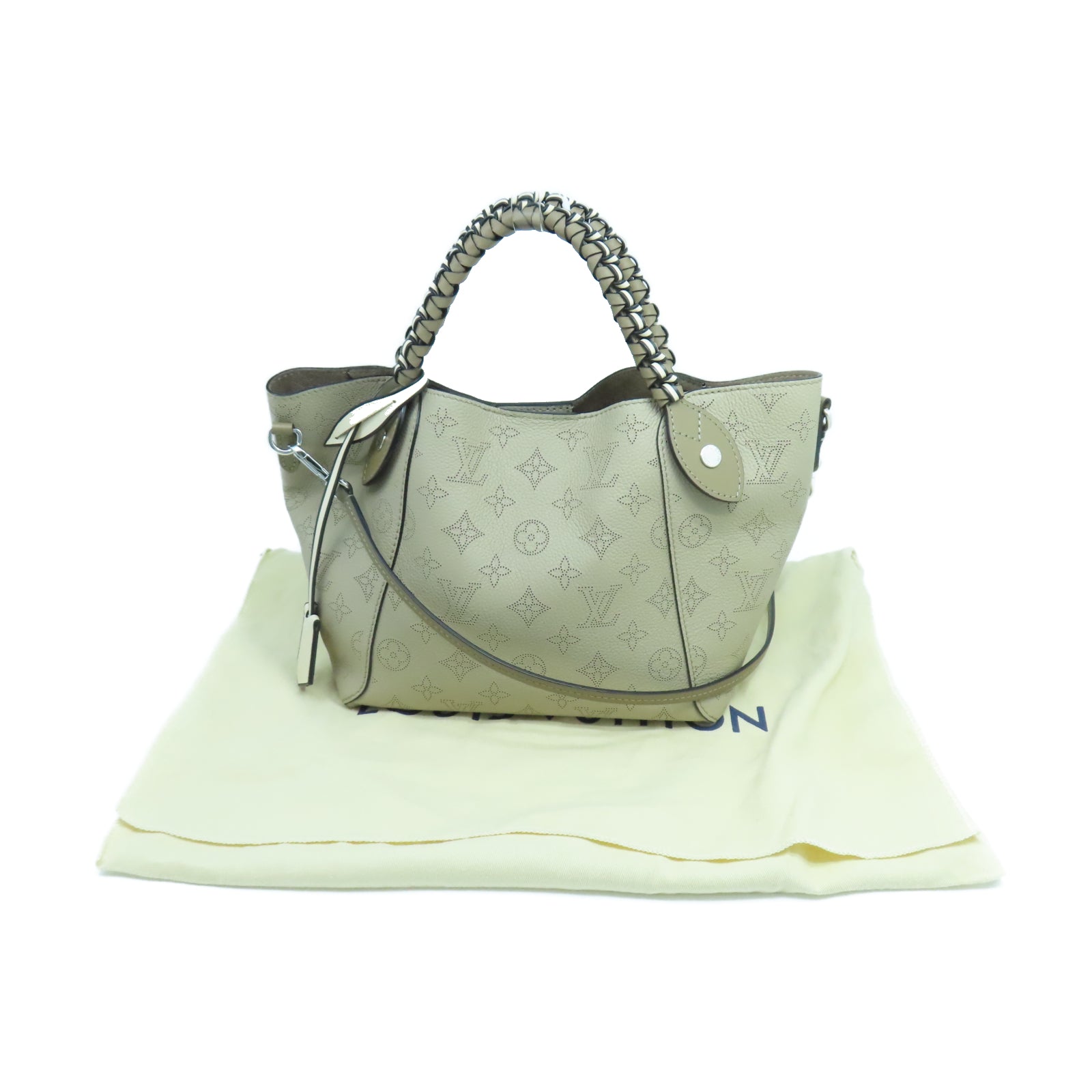 LOUIS VUITTON Monogram Mahina Hina PM銀扣手挽肩背兩用袋白色
