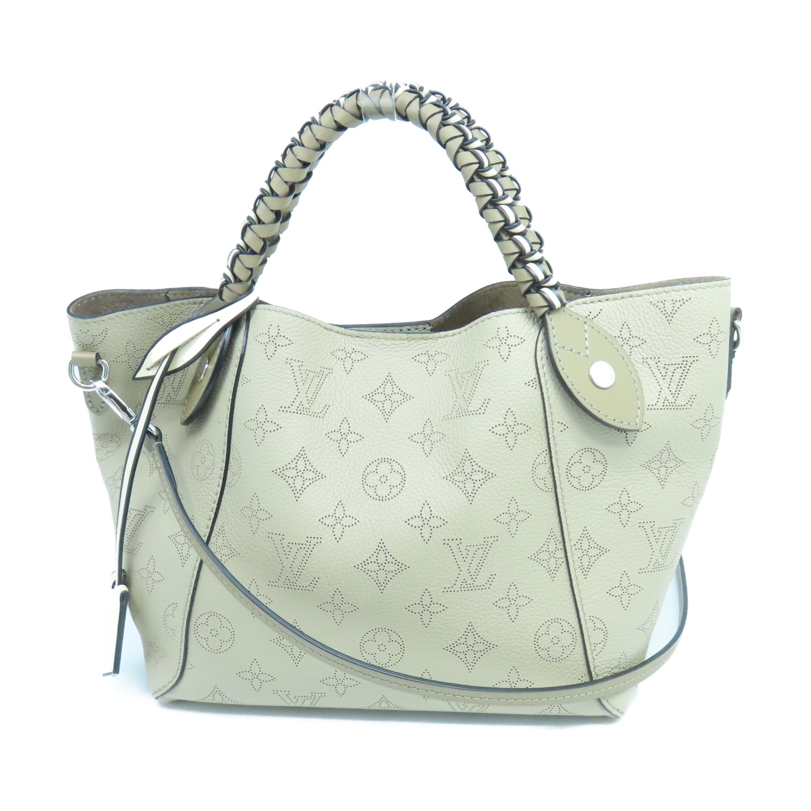 LOUIS VUITTON Monogram Mahina Hina PM銀扣手挽肩背兩用袋白色