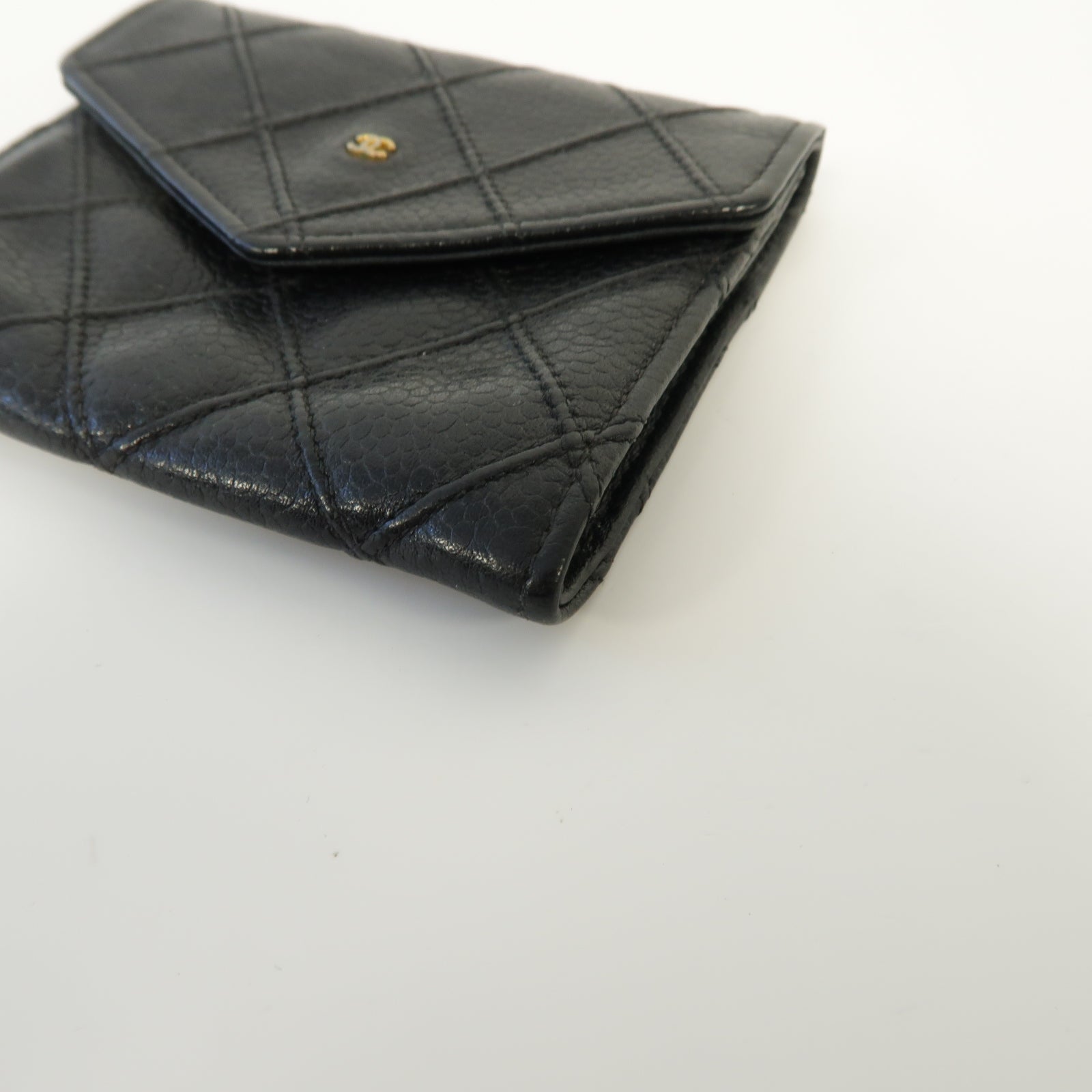 CHANEL 菱格Caviar皮革Coin Purse金扣零錢包黑色