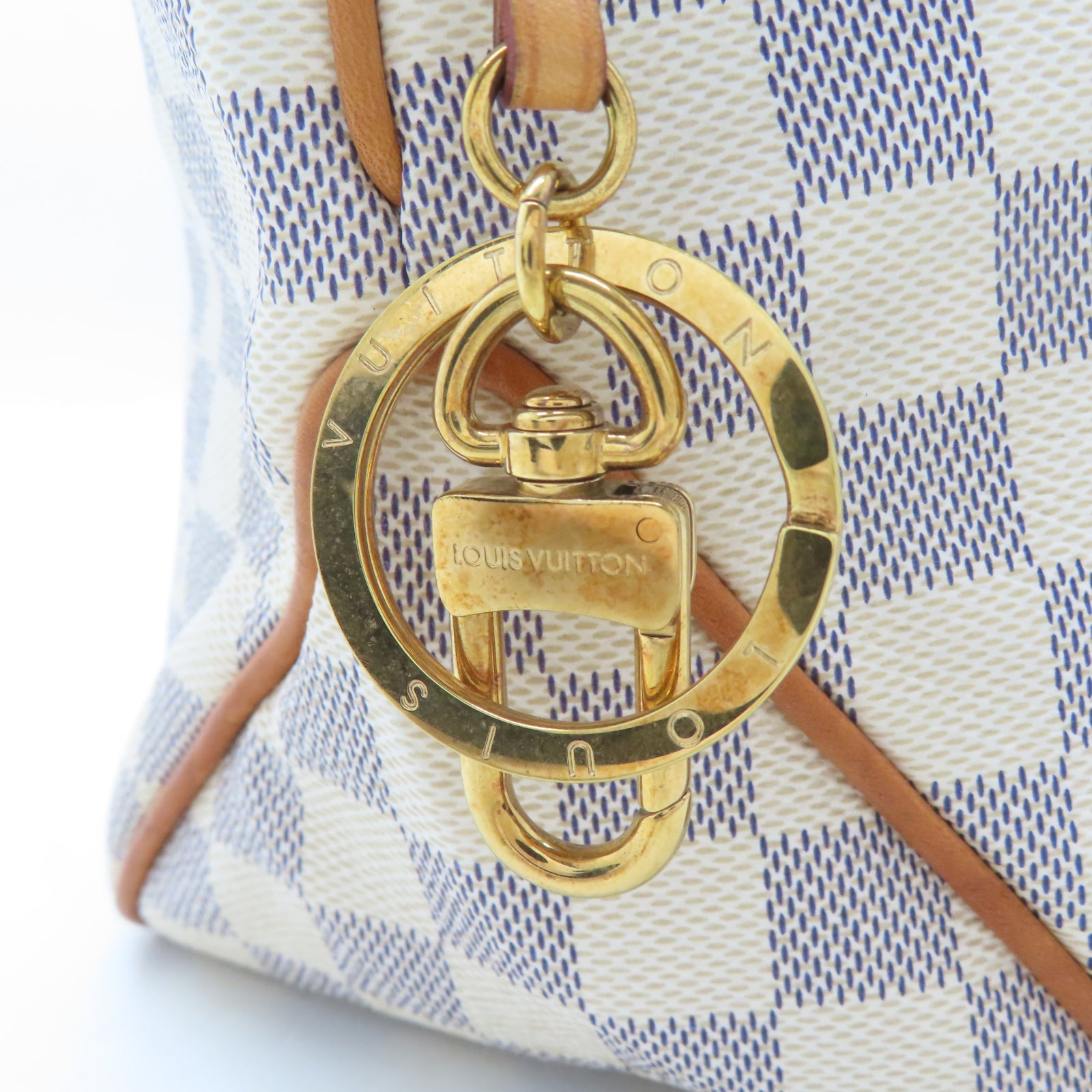 LOUIS VUITTON Damier Delightful MM金扣肩背袋白色