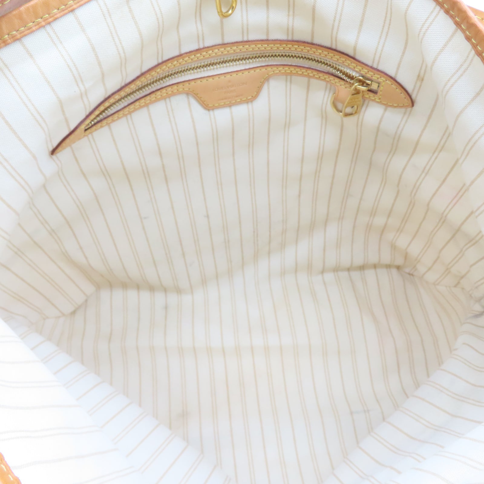 LOUIS VUITTON Damier Delightful MM金扣肩背袋白色
