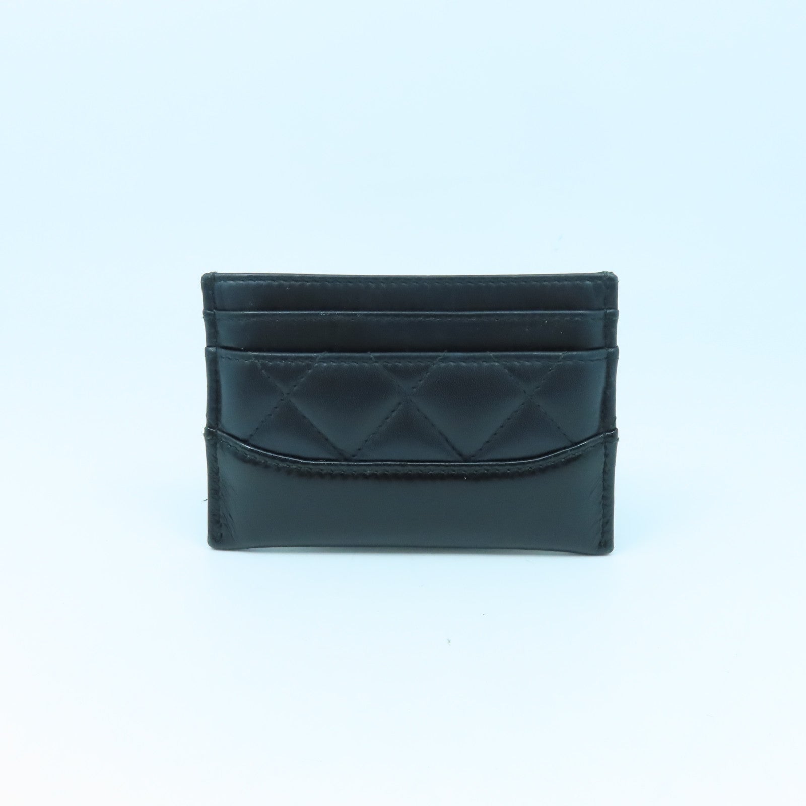 CHANEL 菱格牛皮皮革Card Case金扣卡片套黑色