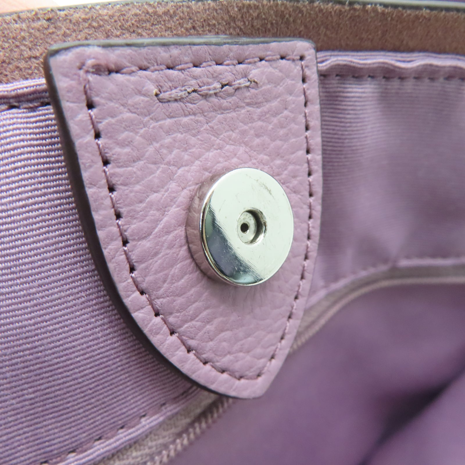 COACH 牛皮皮革Tote Bag銀扣手挽袋紫色