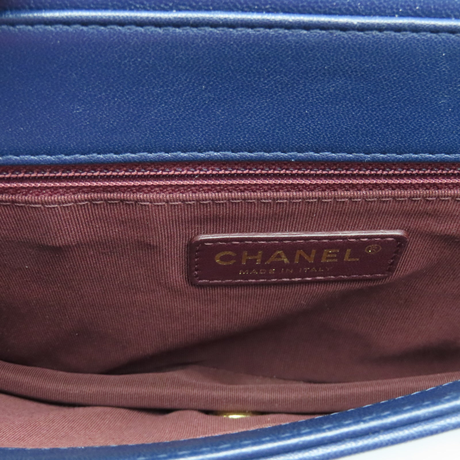 CHANEL Cowhide Leather Chain Shoulder Bag Gold Buckle Chain Belt Shoulder Bag Blue