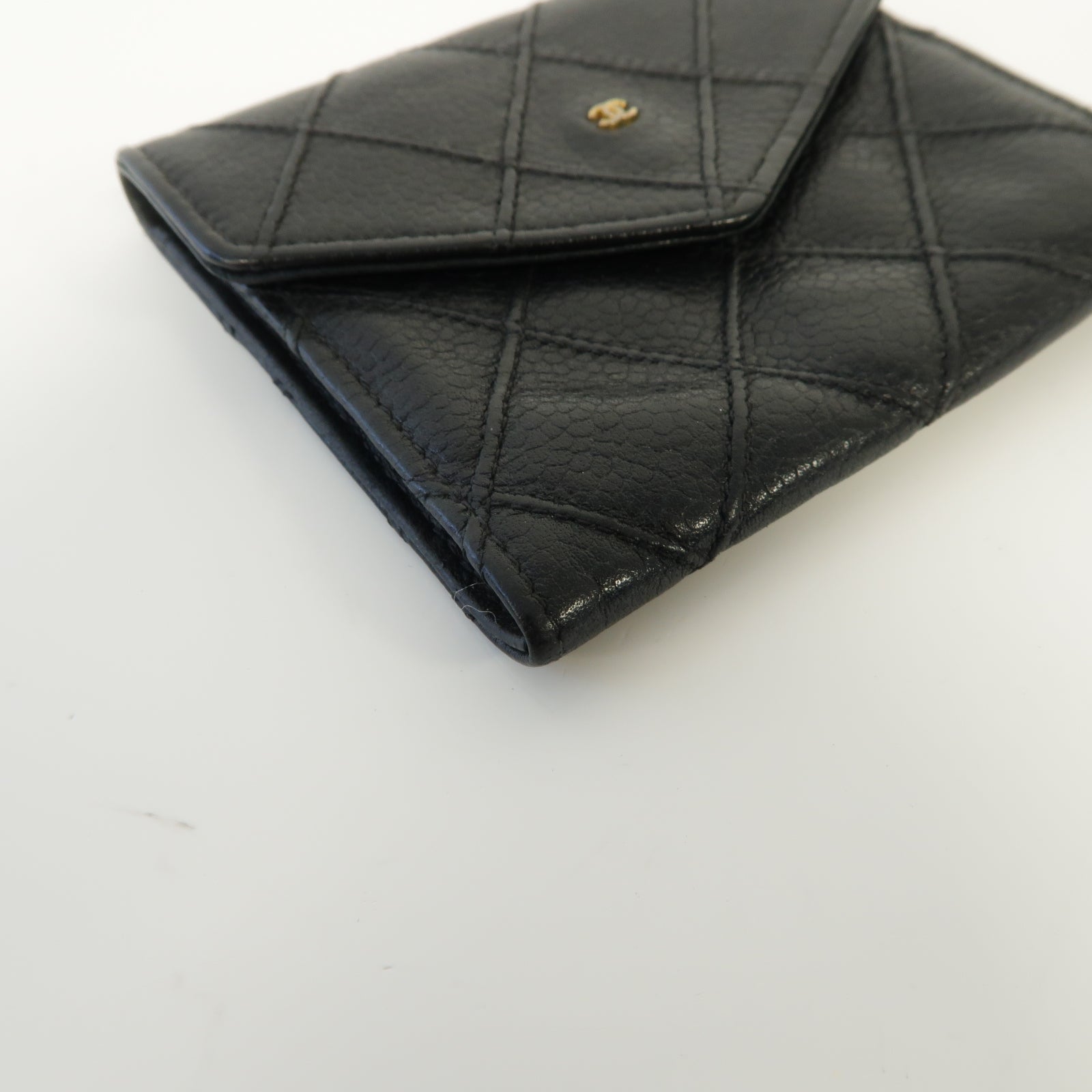 CHANEL 菱格Caviar皮革Coin Purse金扣零錢包黑色