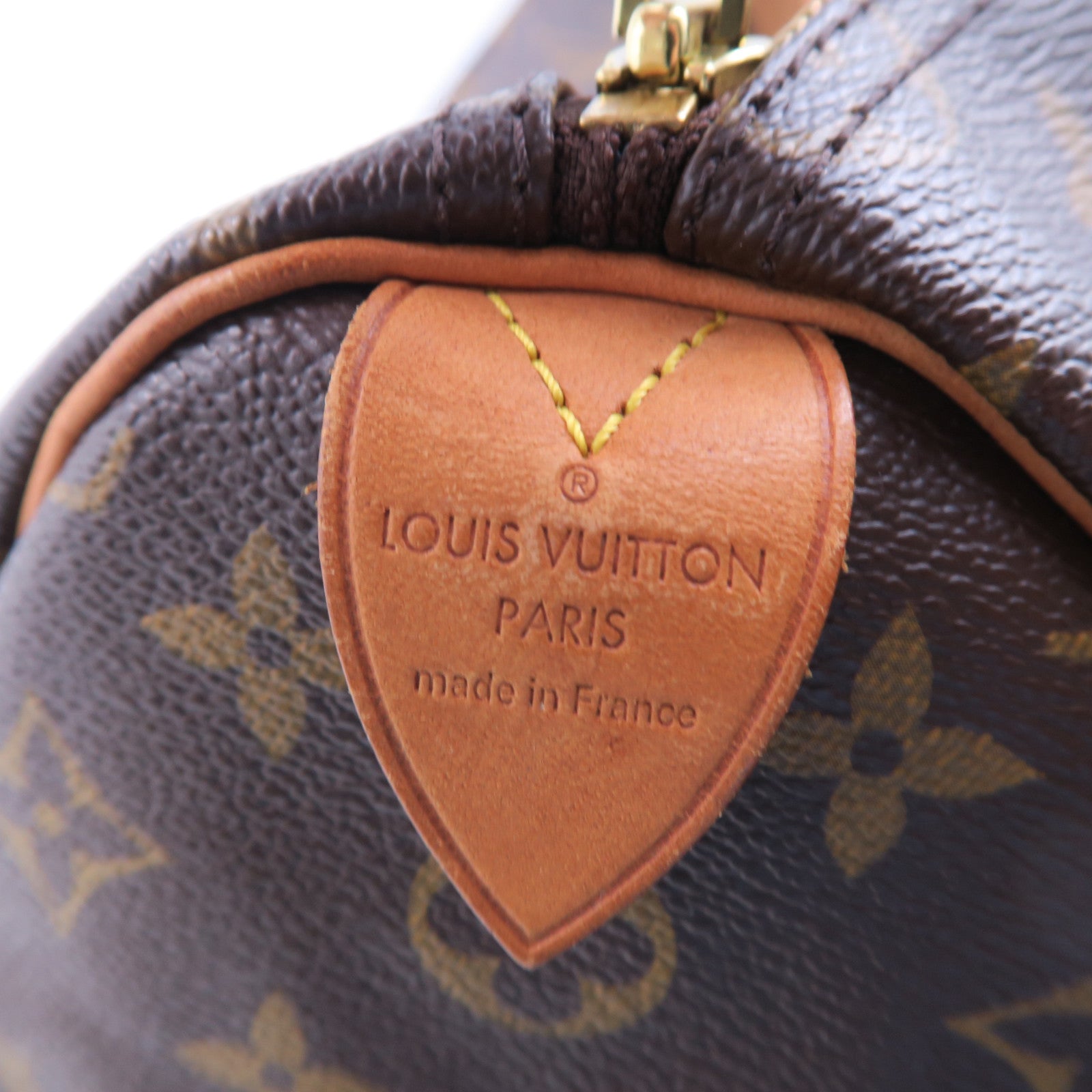 LOUIS VUITTON Monogram Speedy 35金扣手挽袋棕色