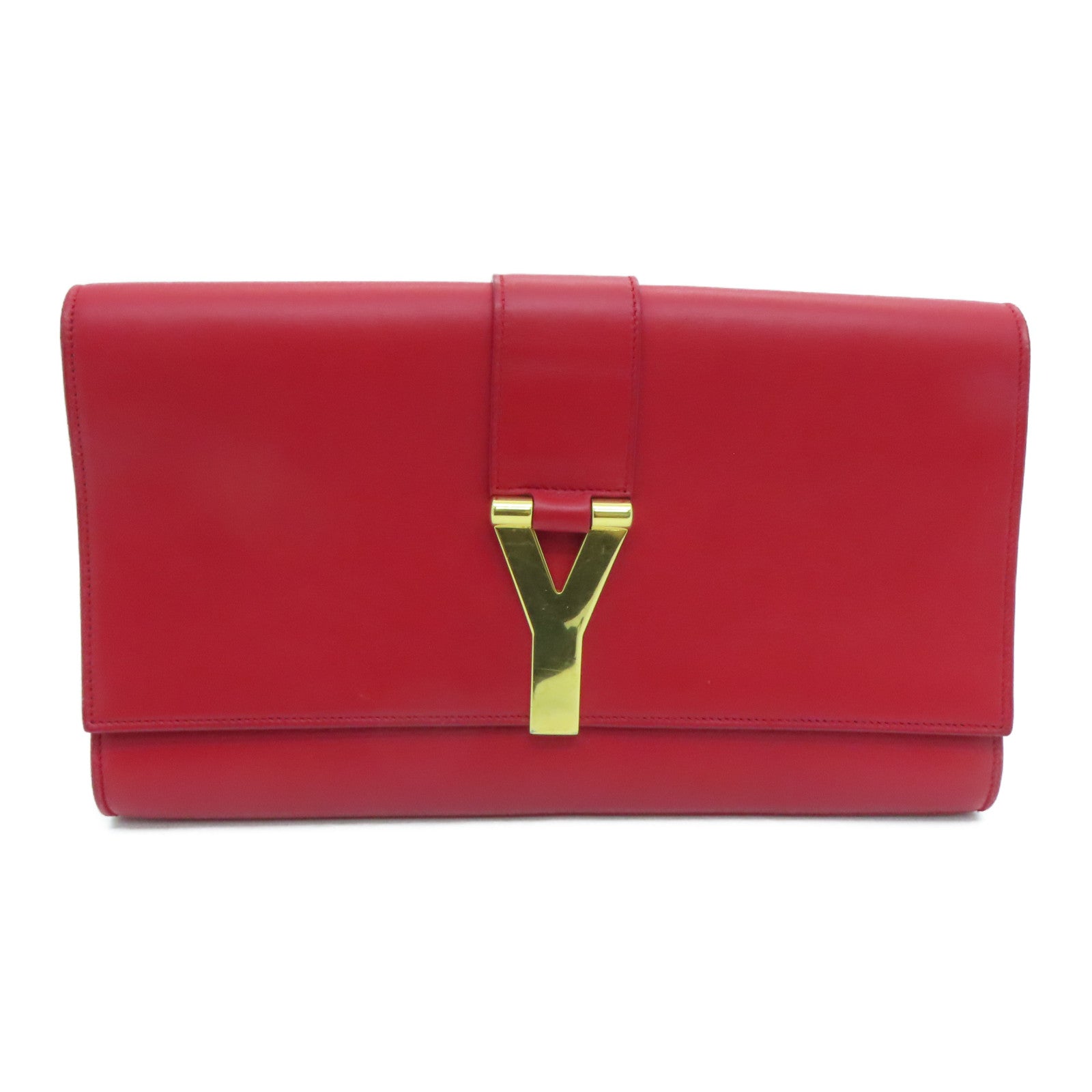 YVES SAINT LAURENT 牛皮皮革Clutch Bag金扣手拿包紅色