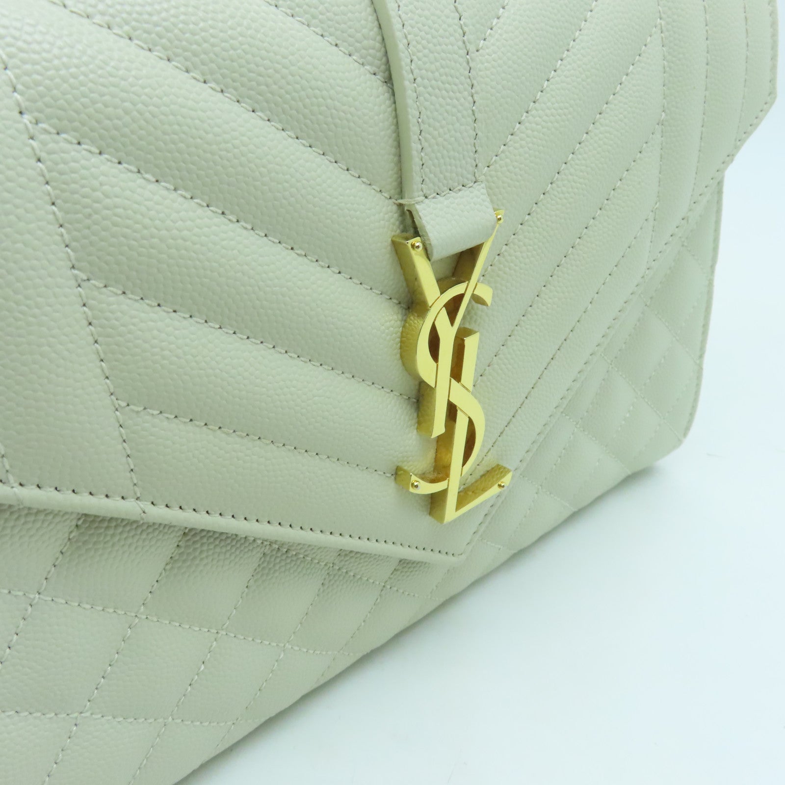 SAINT LAURENT cowhide leather Envelope Chain Bag gold buckle shoulder bag white