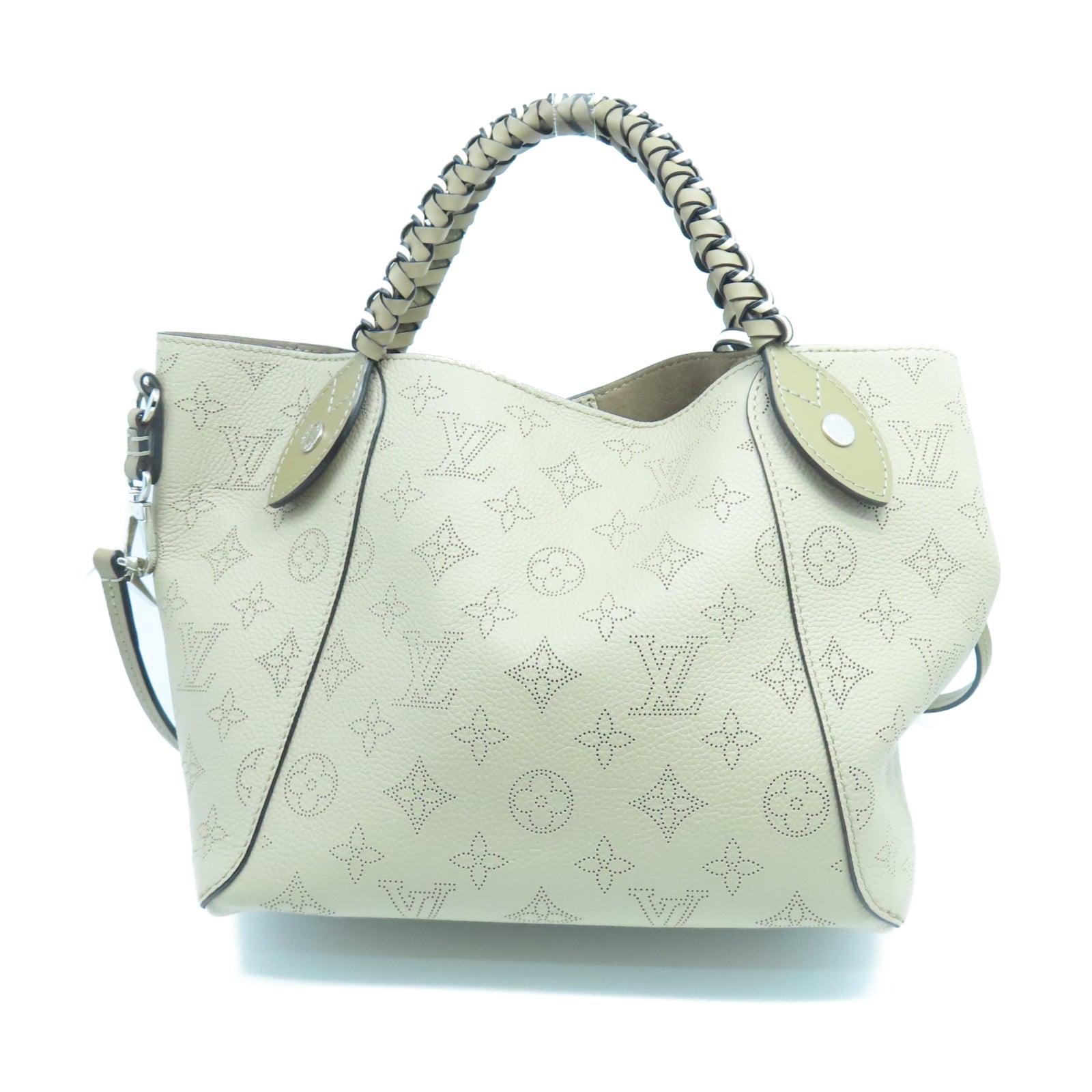 LOUIS VUITTON Monogram Mahina Hina PM銀扣手挽肩背兩用袋白色