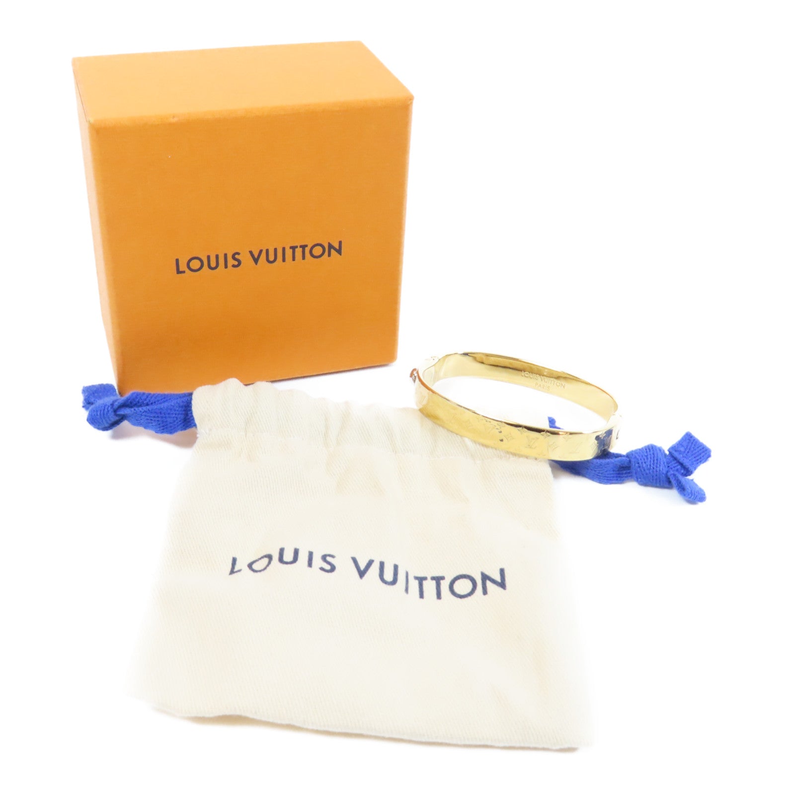 LOUIS VUITTON 金屬Nanogram Cuff Bracelet手鐲金色