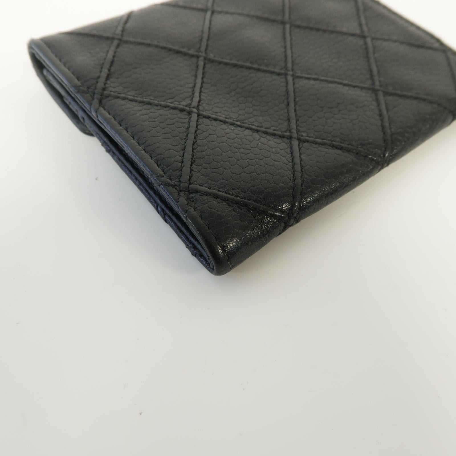 CHANEL 菱格Caviar皮革Coin Purse金扣零錢包黑色
