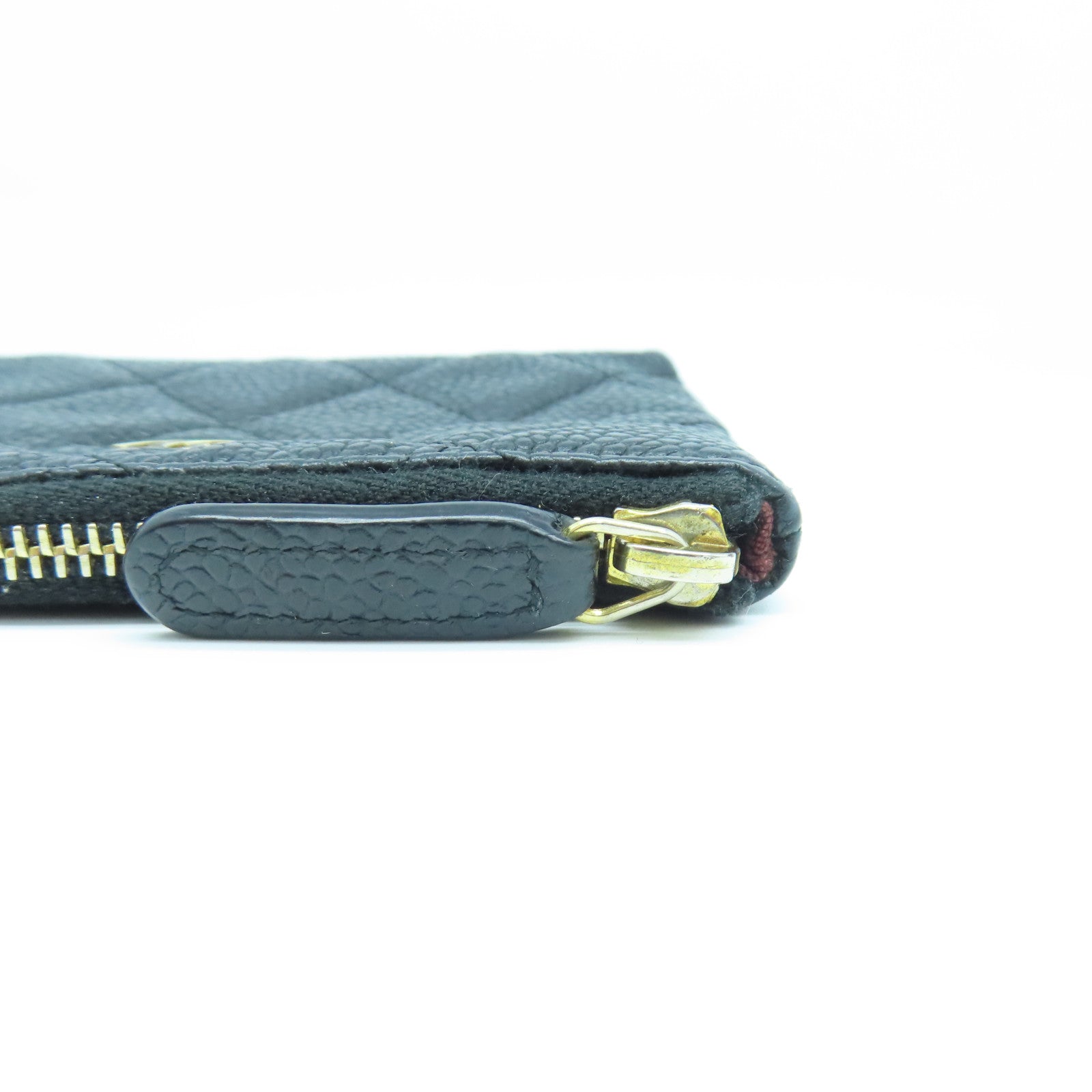 CHANEL Rhombus Caviar Leather Coin Case Gold Buckle Coin Purse Black
