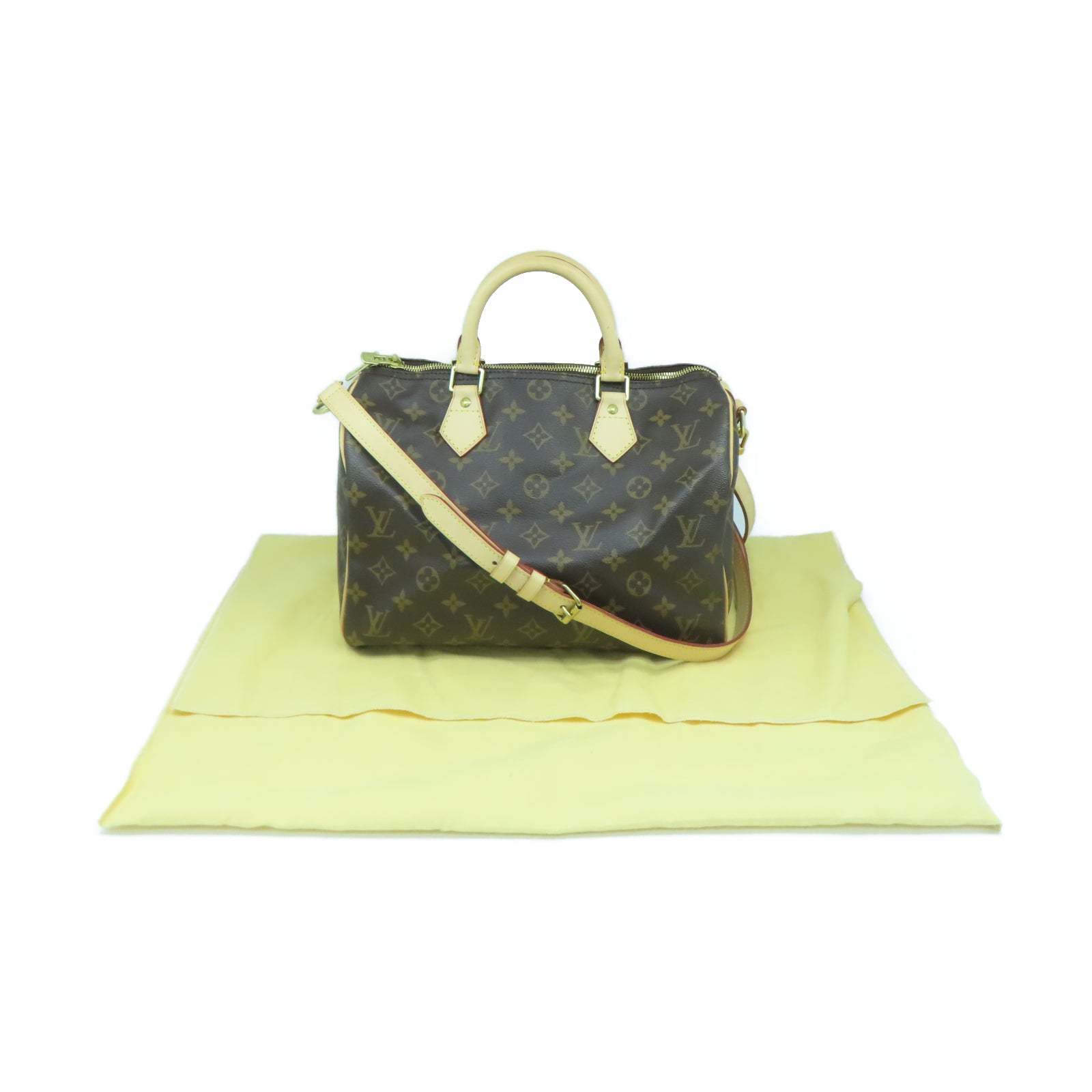 LOUIS VUITTON Monogram Speedy Bandouliere 30金扣肩背袋棕色