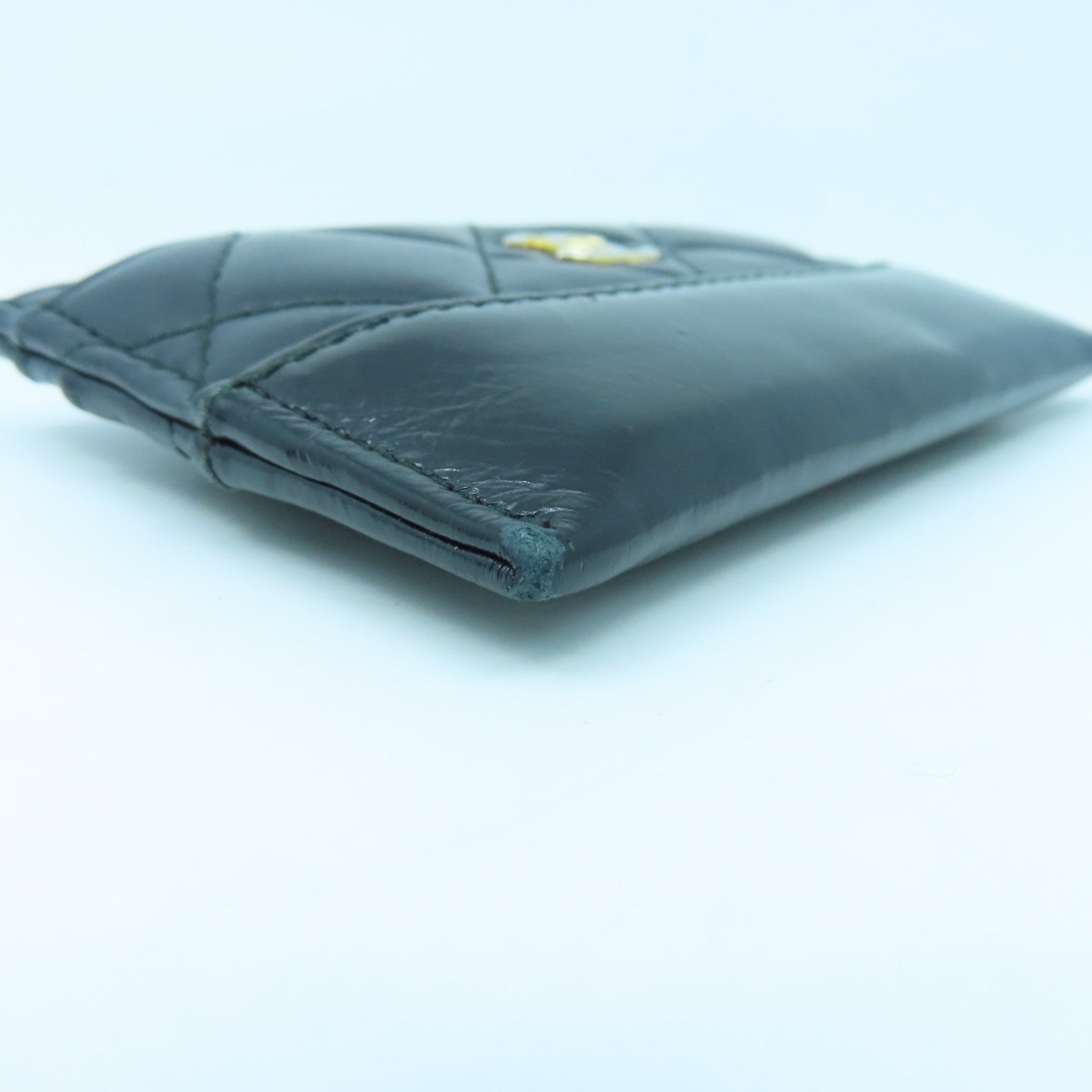 CHANEL 菱格牛皮皮革Card Case金扣卡片套黑色
