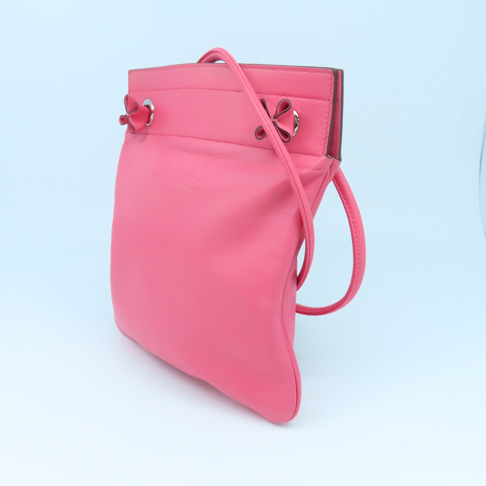HERMES Swift皮革Aline Mini銀扣肩背袋Rose Azalee粉紅色