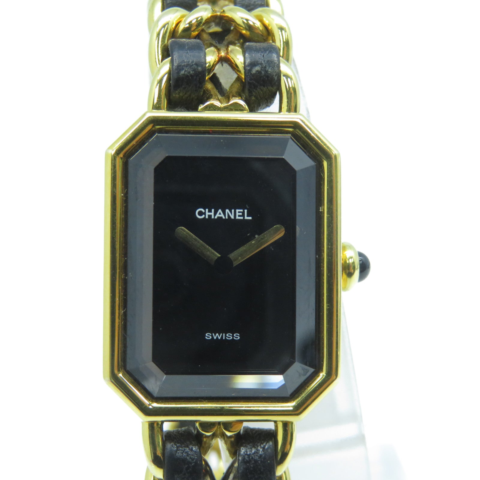 CHANEL Premiere M鍍金石英機芯手錶黑色/金色