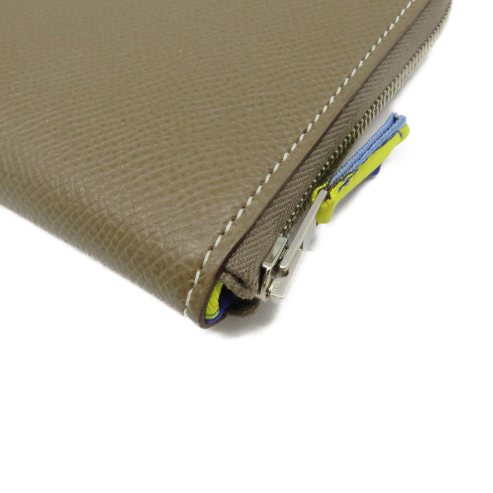 HERMES Epsom皮革Silk In Long Wallet拉鏈長錢包Etoupe啡色