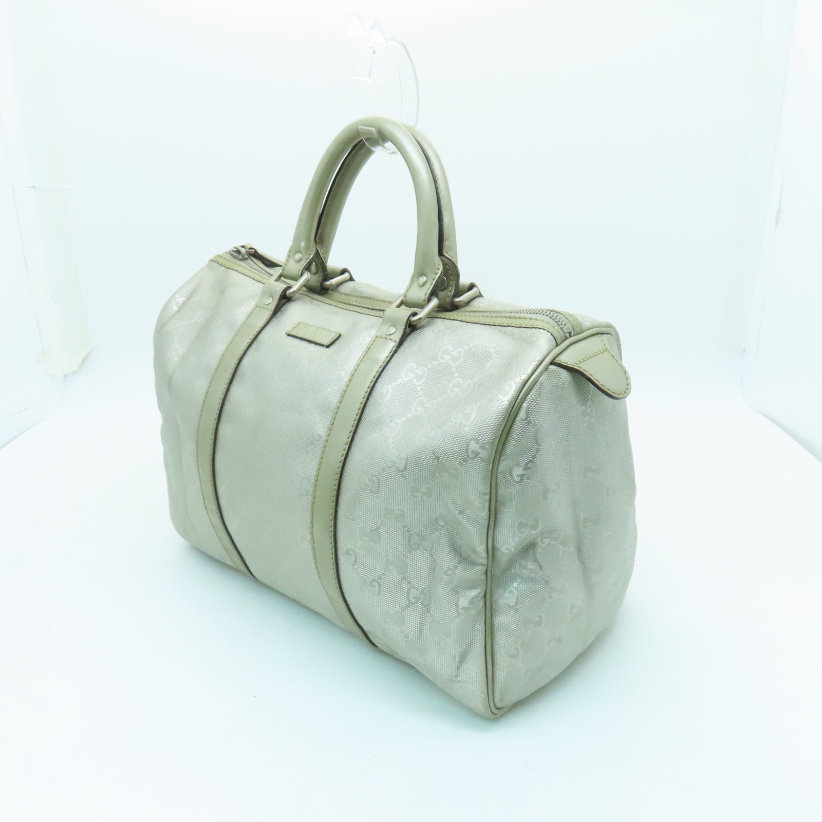 GUCCI 【激減優惠】塗層帆布Boston Bag銀扣波士頓包銀色