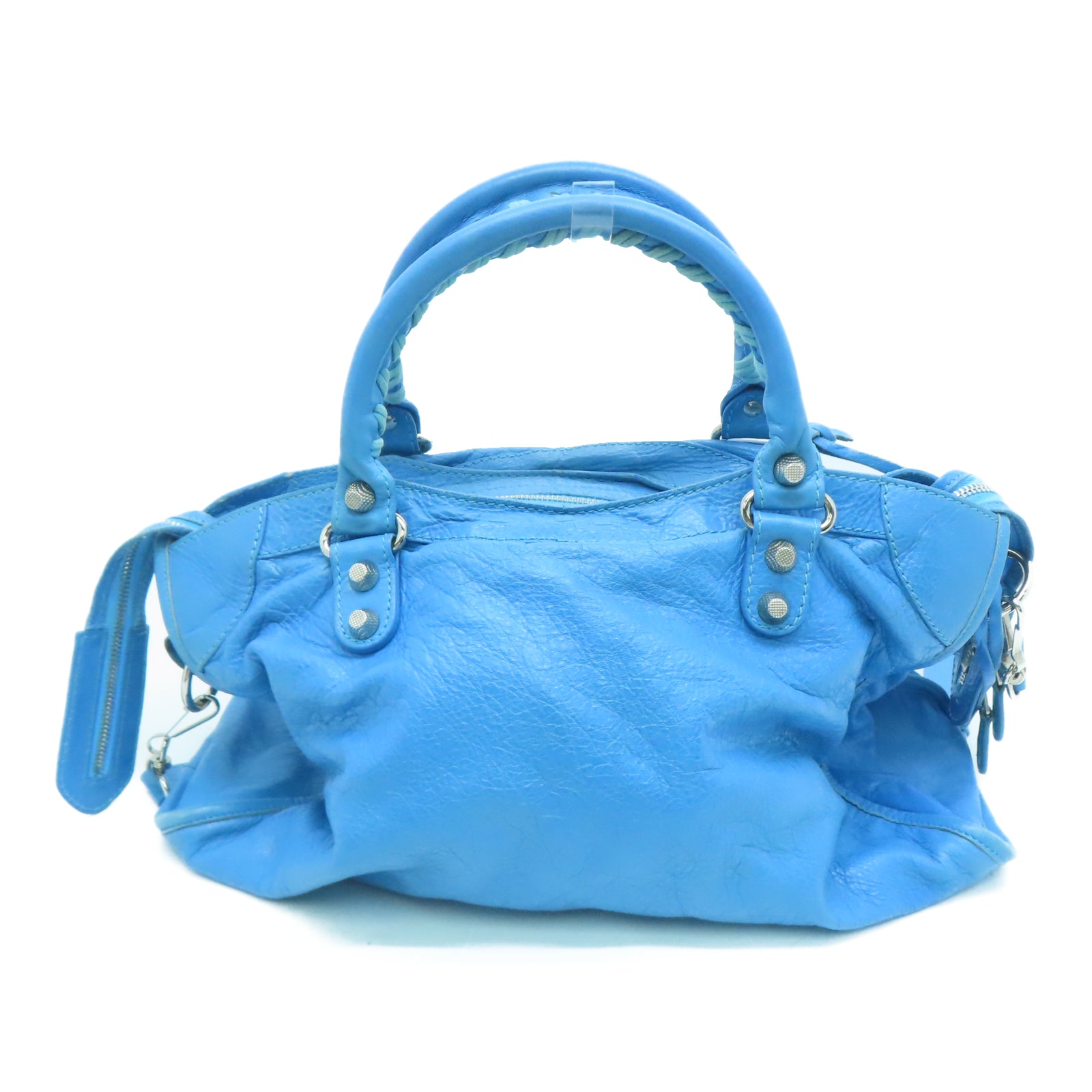 BALENCIAGA 牛皮皮革Shoulder Bag银扣手挽肩背两用袋蓝色