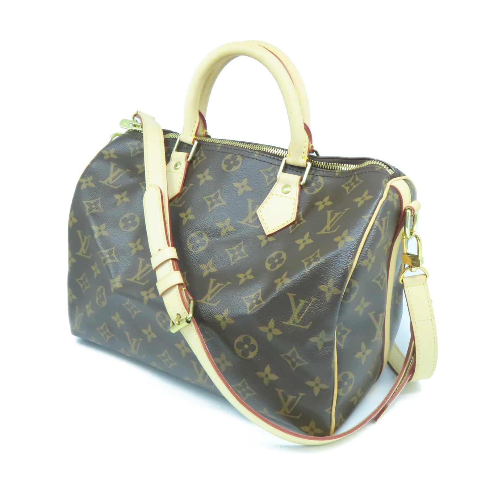 LOUIS VUITTON Monogram Speedy Bandouliere 30金扣肩背袋棕色