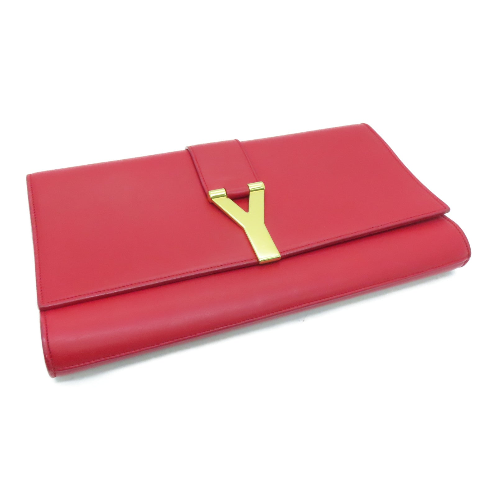 YVES SAINT LAURENT 牛皮皮革Clutch Bag金扣手拿包紅色