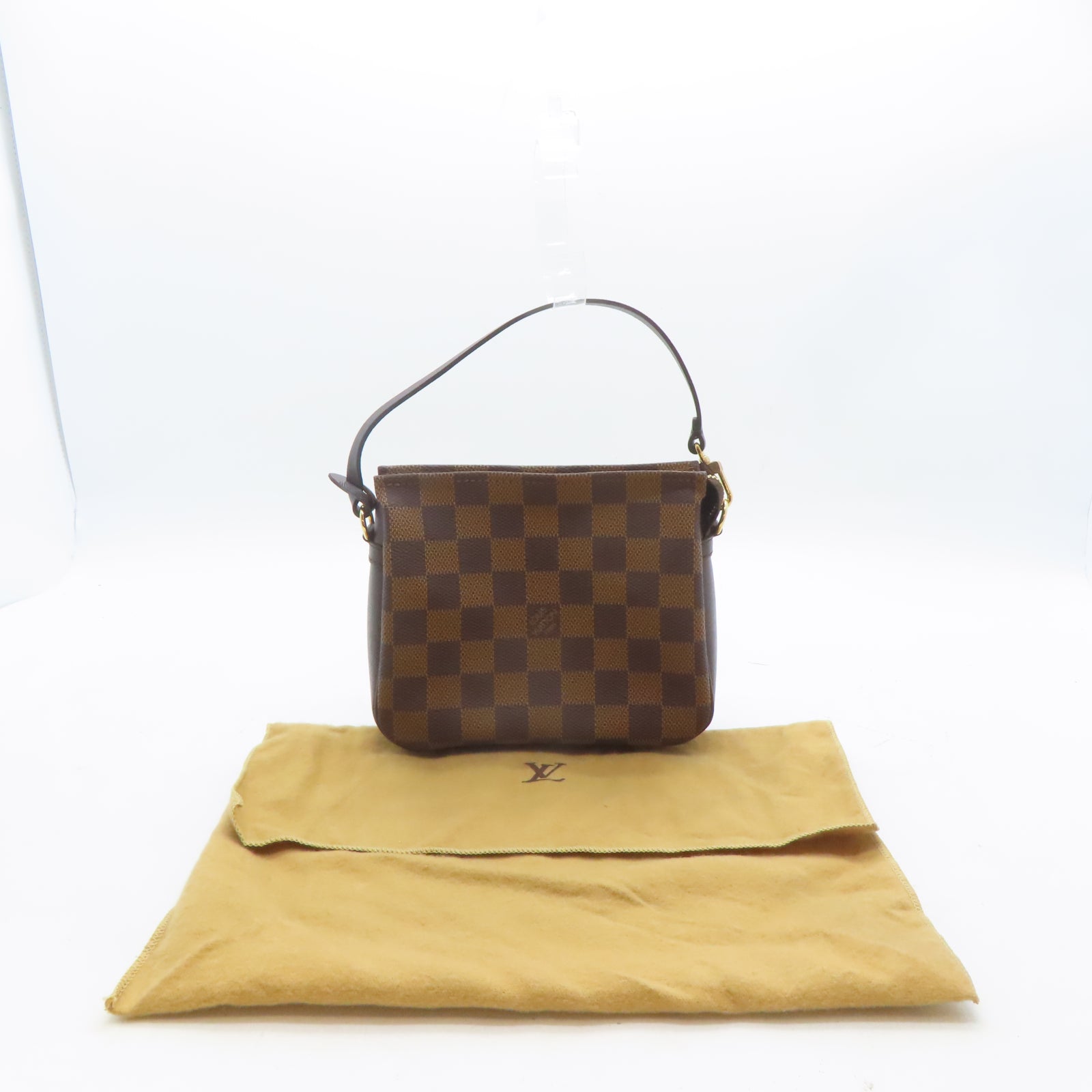 LOUIS VUITTON Damier Trousse Makeup Pouch金扣手挽袋啡色