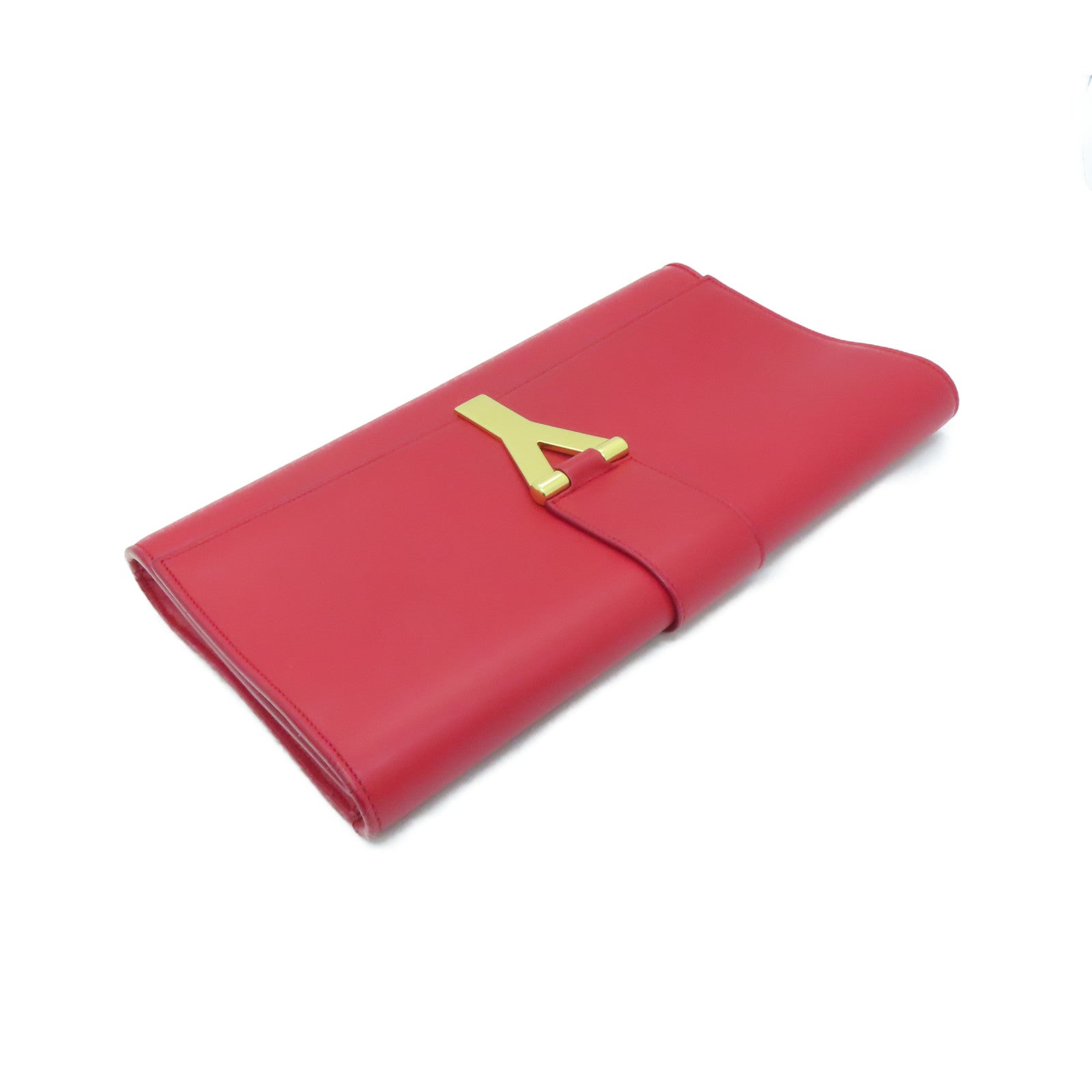 YVES SAINT LAURENT 牛皮皮革Clutch Bag金扣手拿包紅色