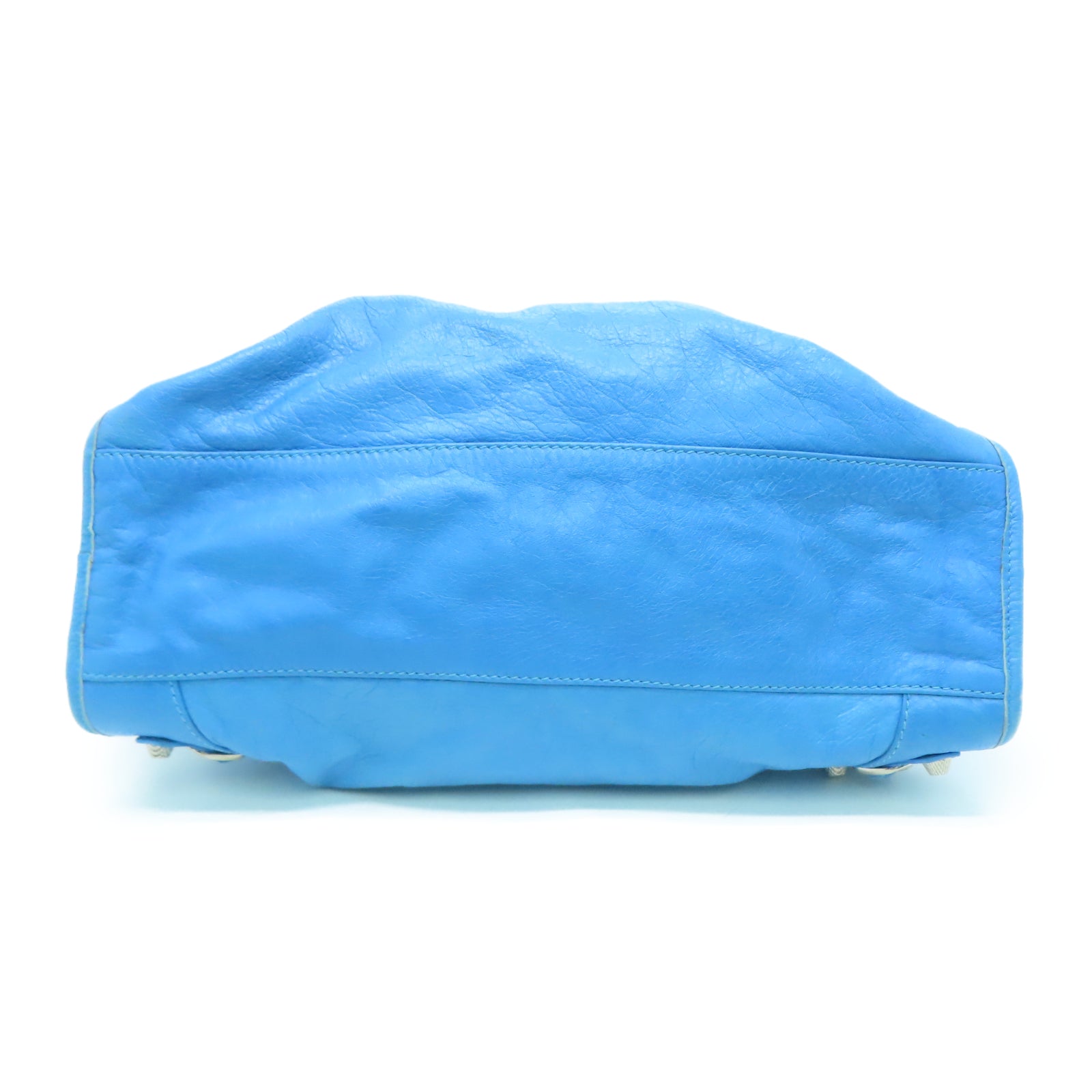 BALENCIAGA 牛皮皮革Shoulder Bag银扣手挽肩背两用袋蓝色