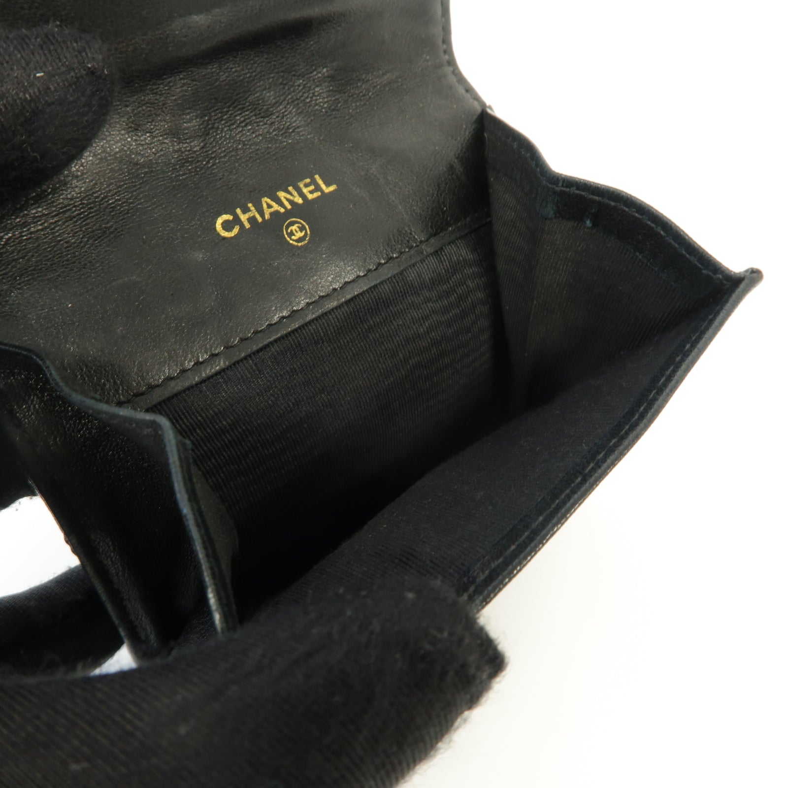 CHANEL 菱格Caviar皮革Coin Purse金扣零錢包黑色