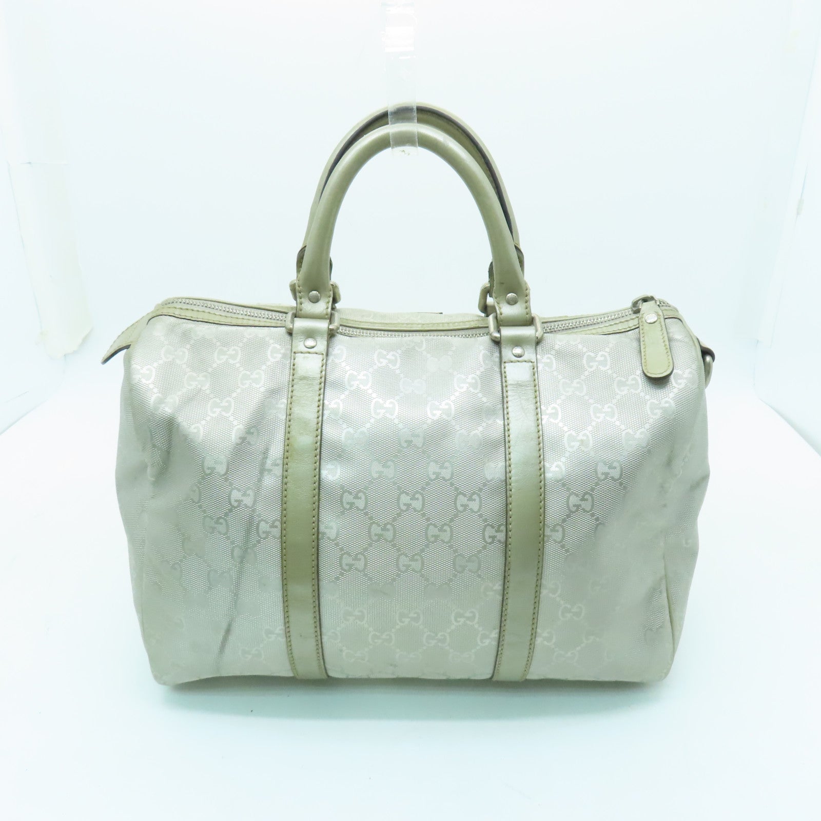 GUCCI 【激減優惠】塗層帆布Boston Bag銀扣波士頓包銀色
