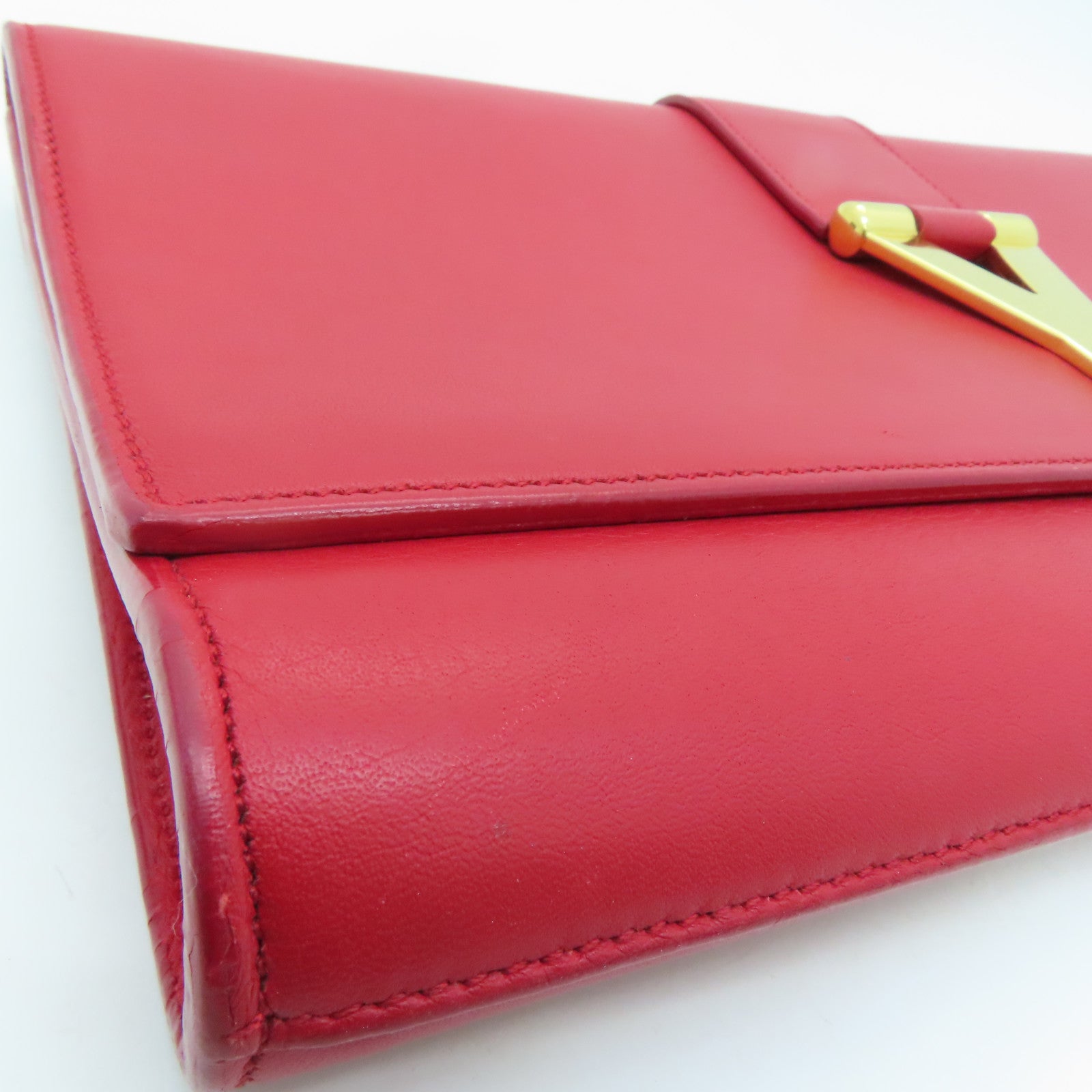 YVES SAINT LAURENT 牛皮皮革Clutch Bag金扣手拿包紅色