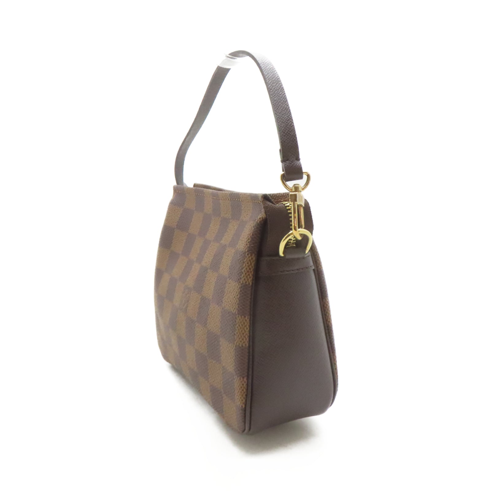 LOUIS VUITTON Damier Trousse Makeup Pouch金扣手挽袋啡色