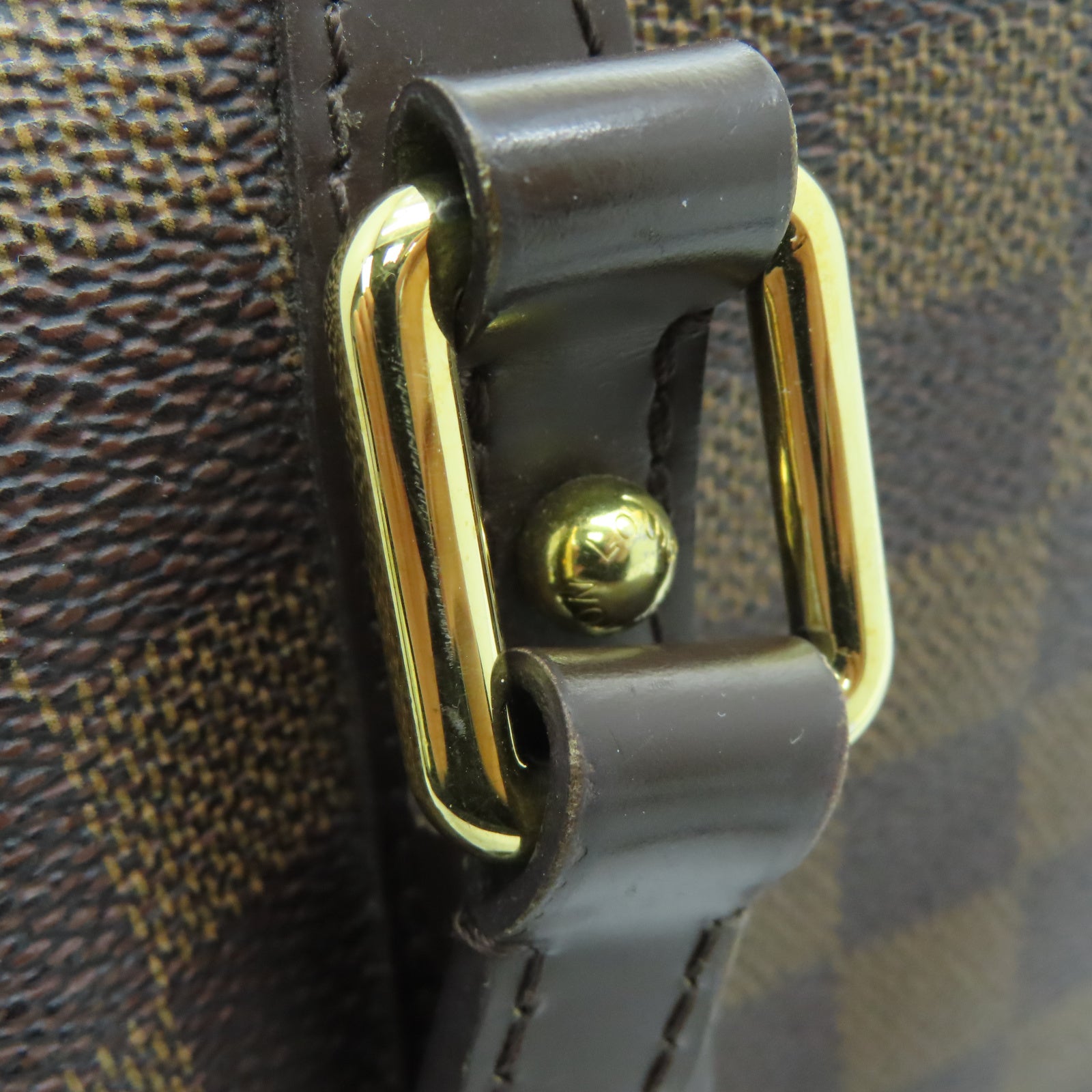 LOUIS VUITTON 【激减优惠】Damier Ebene Rivington GM金扣肩背袋棕色