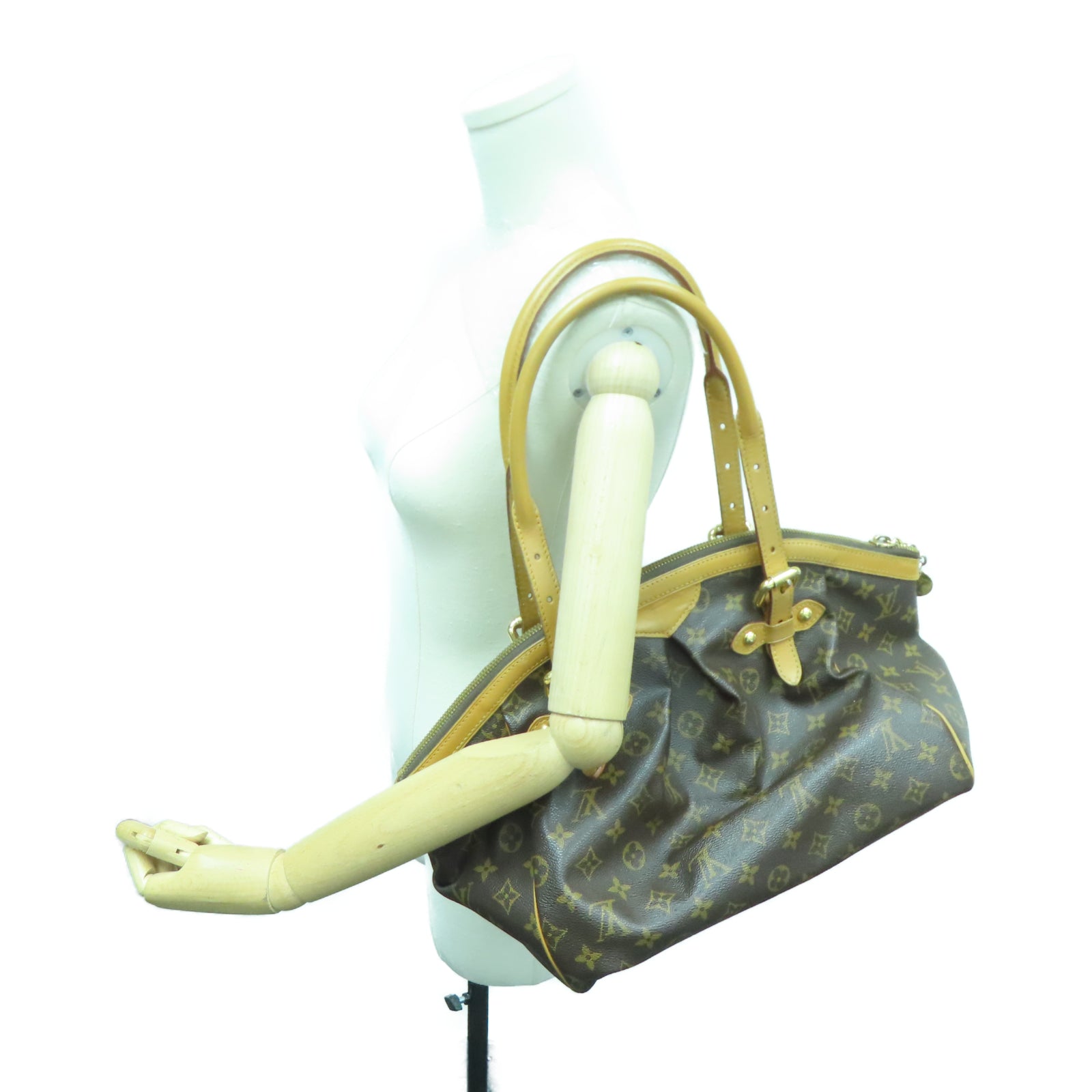 LOUIS VUITTON Monogram Tivoli GM金扣手挽袋棕色