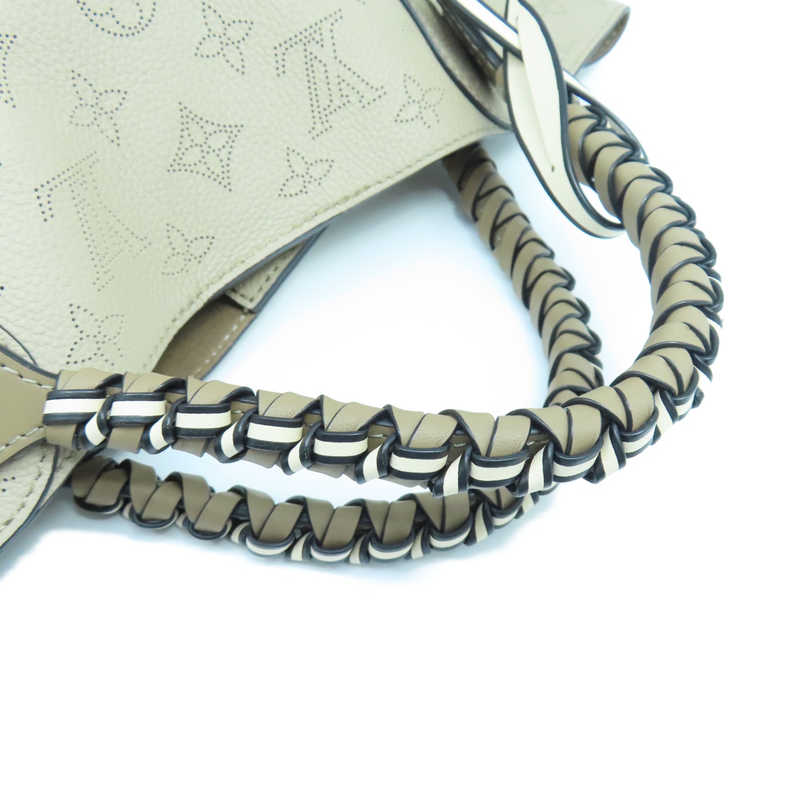 LOUIS VUITTON Monogram Mahina Hina PM銀扣手挽肩背兩用袋白色