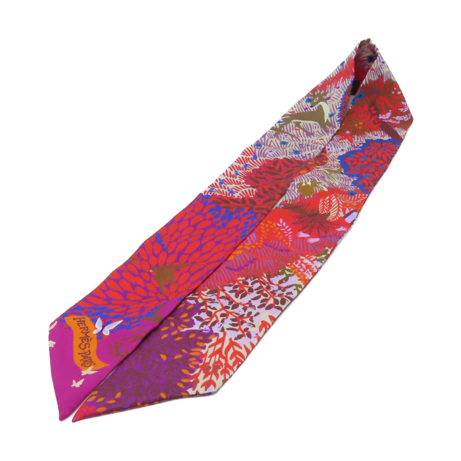 HERMES 絲質Twilly絲巾紅色