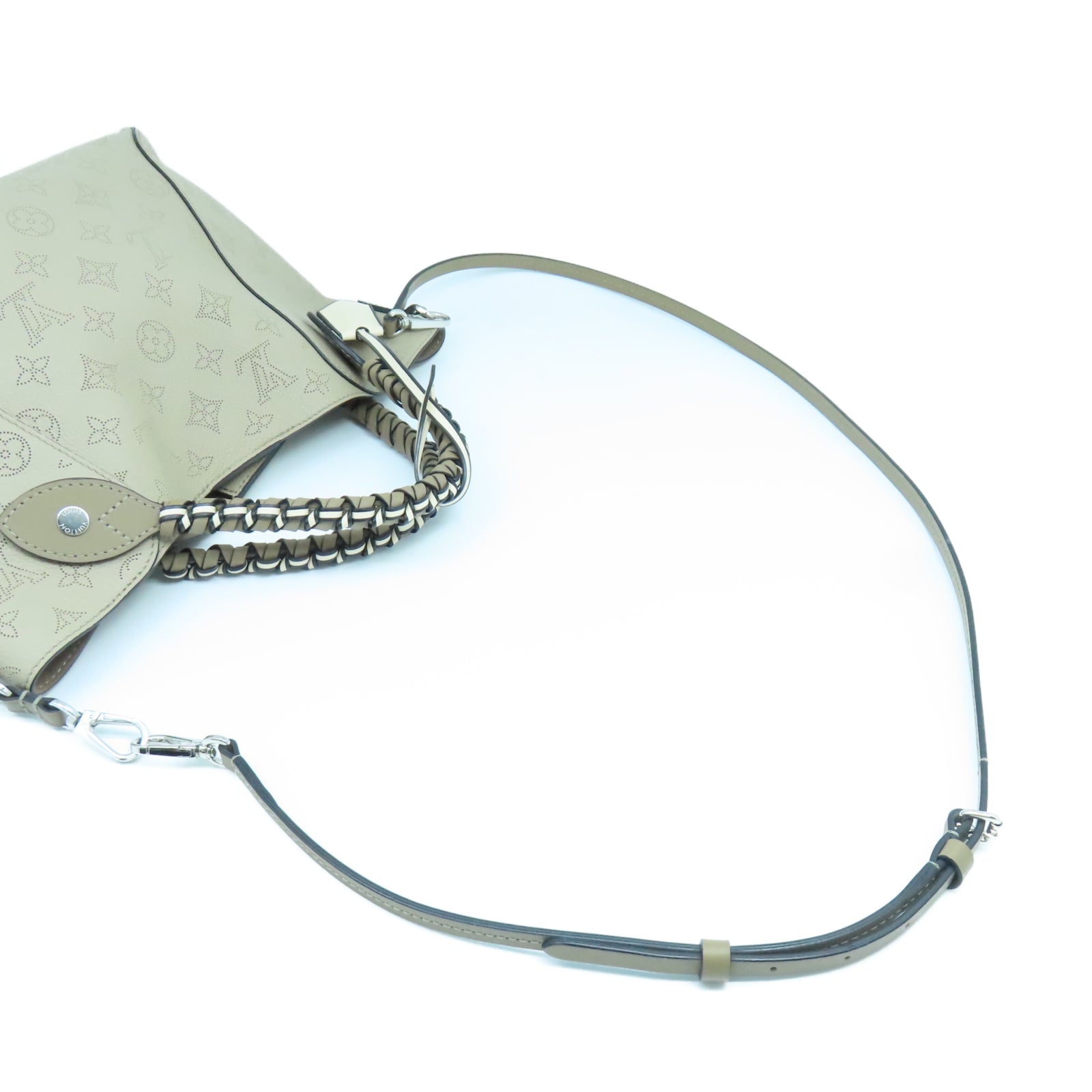 LOUIS VUITTON Monogram Mahina Hina PM銀扣手挽肩背兩用袋白色