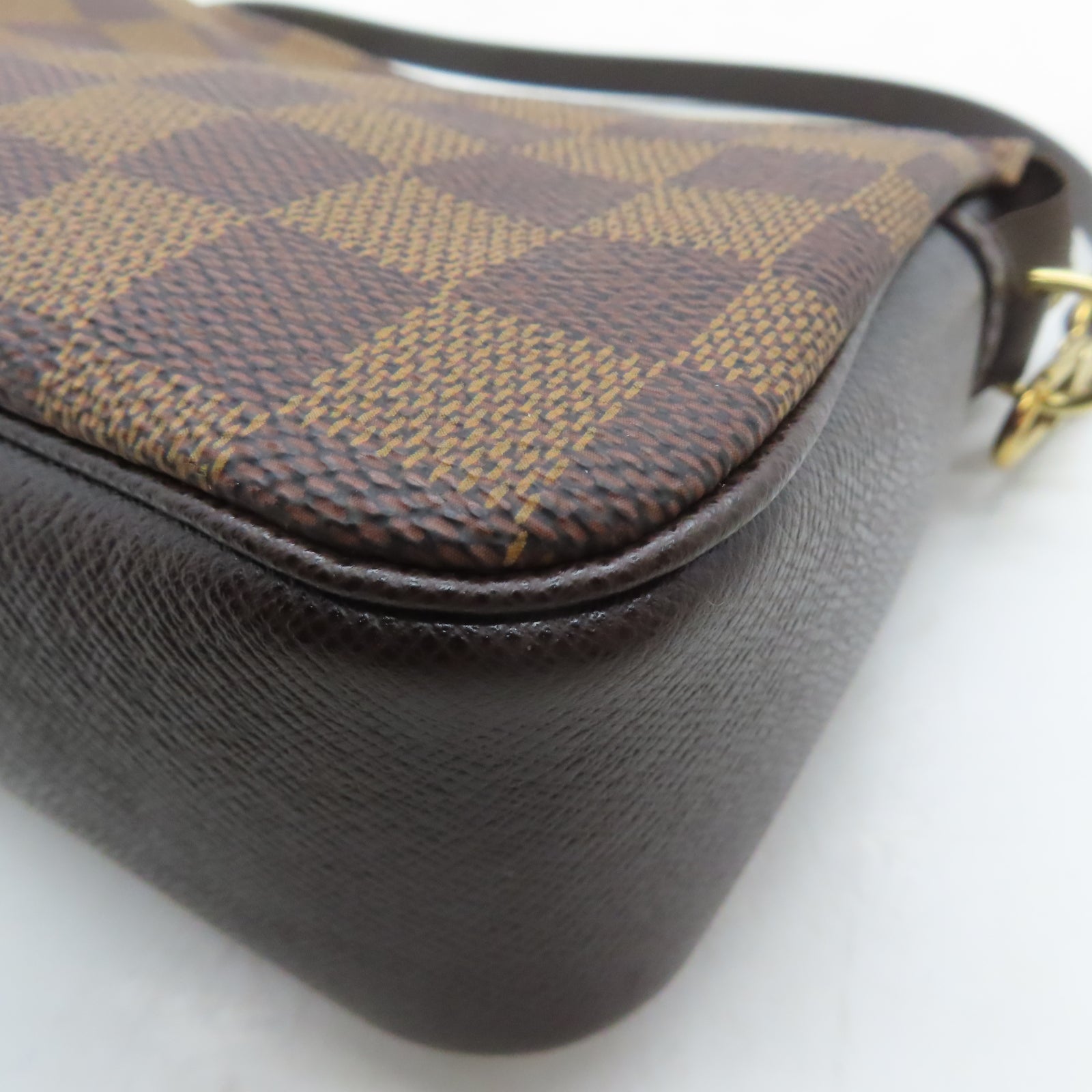 LOUIS VUITTON Damier Trousse Makeup Pouch金扣手挽袋啡色